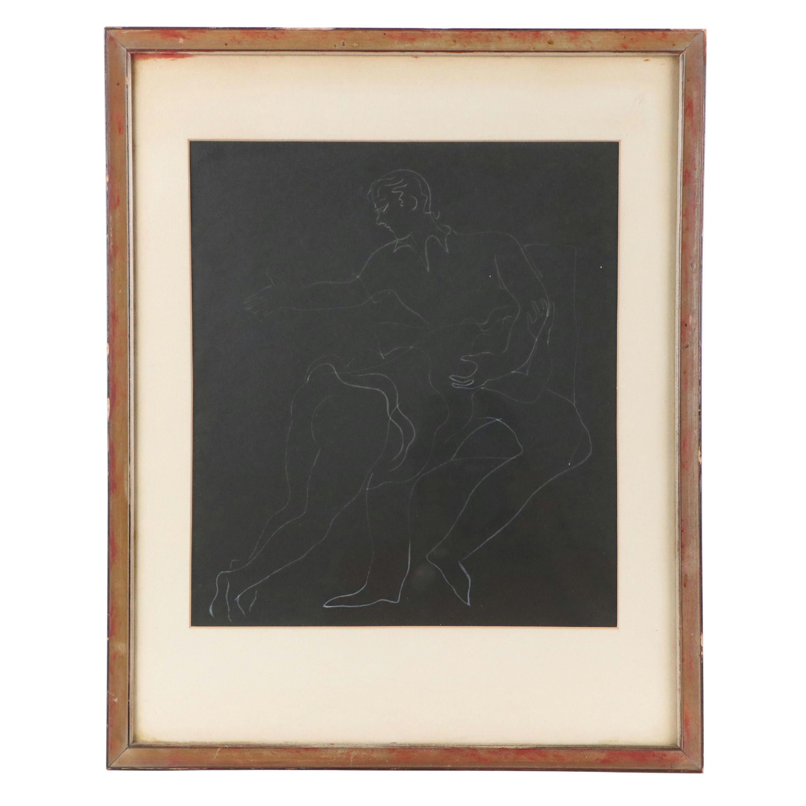 Gestural Drawing of Man Spanking Woman