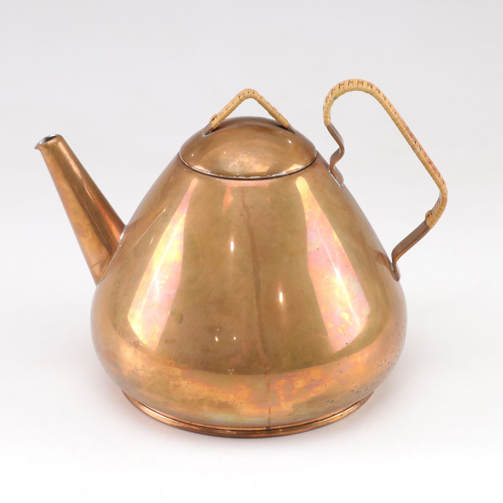 Wager Copper & Wicker Teapot with Cups & Serving Tray