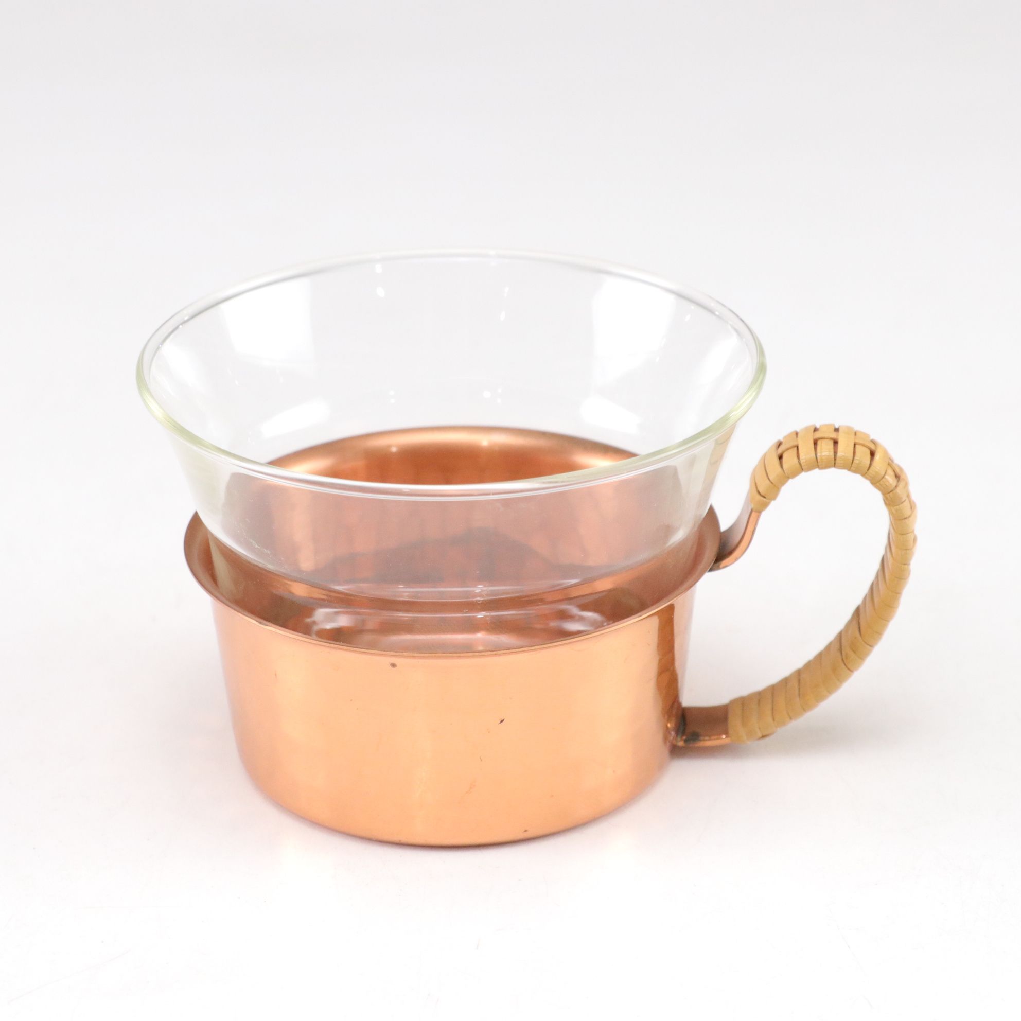 Wager Copper & Wicker Teapot with Cups & Serving Tray