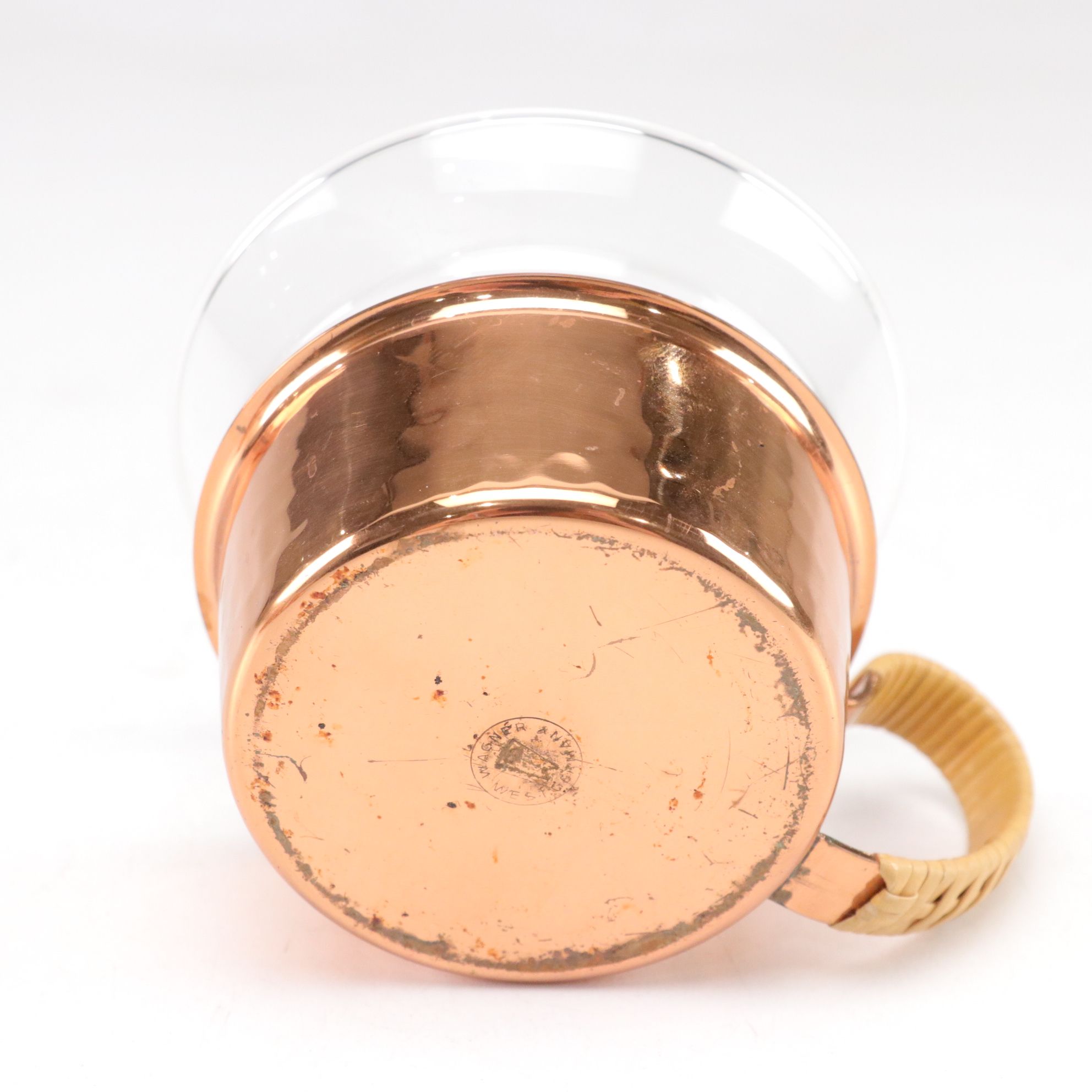 Wager Copper & Wicker Teapot with Cups & Serving Tray