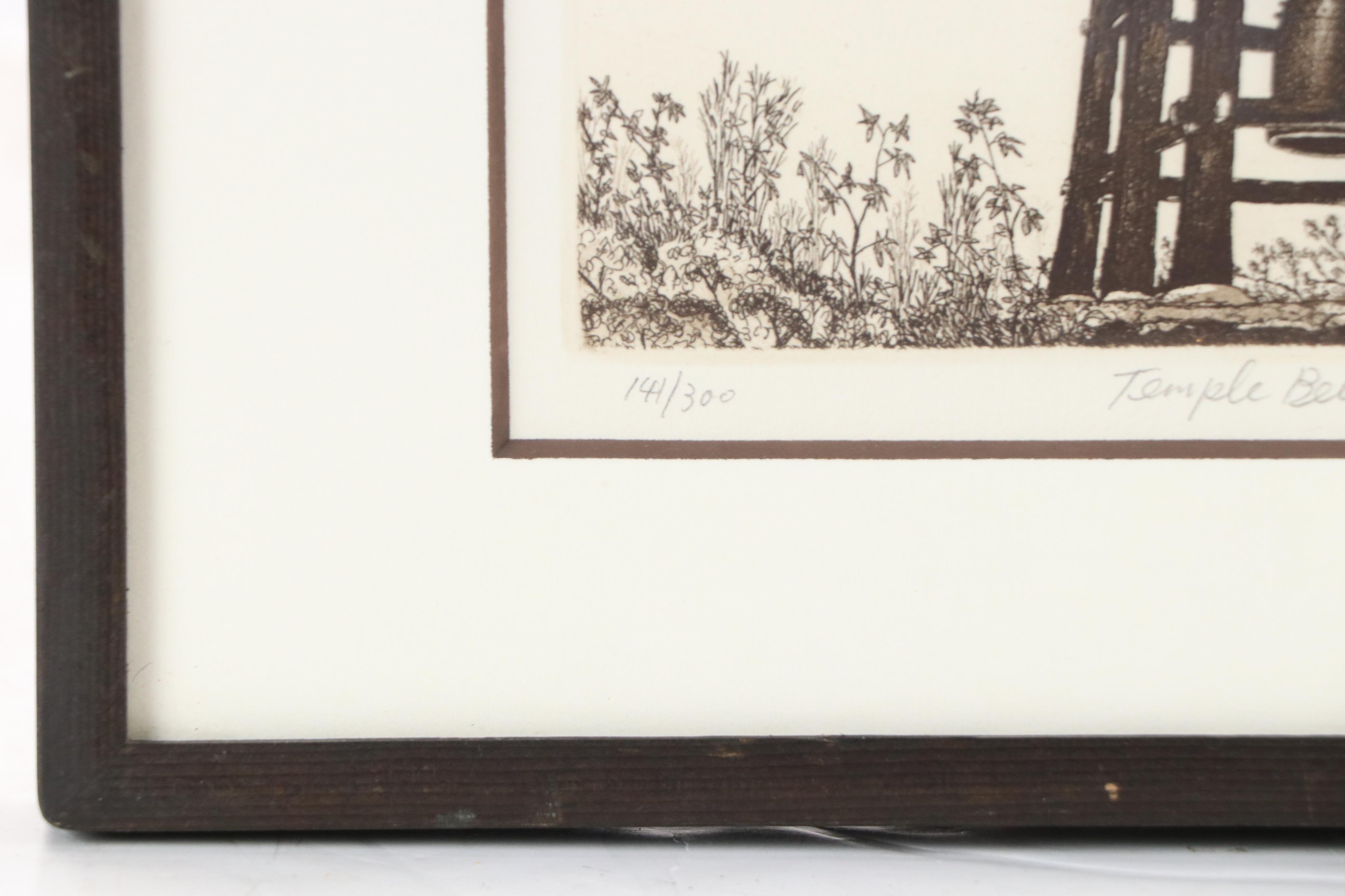 Hiroto Norikane Japanese Monument Etching "Temple Bell," 1996