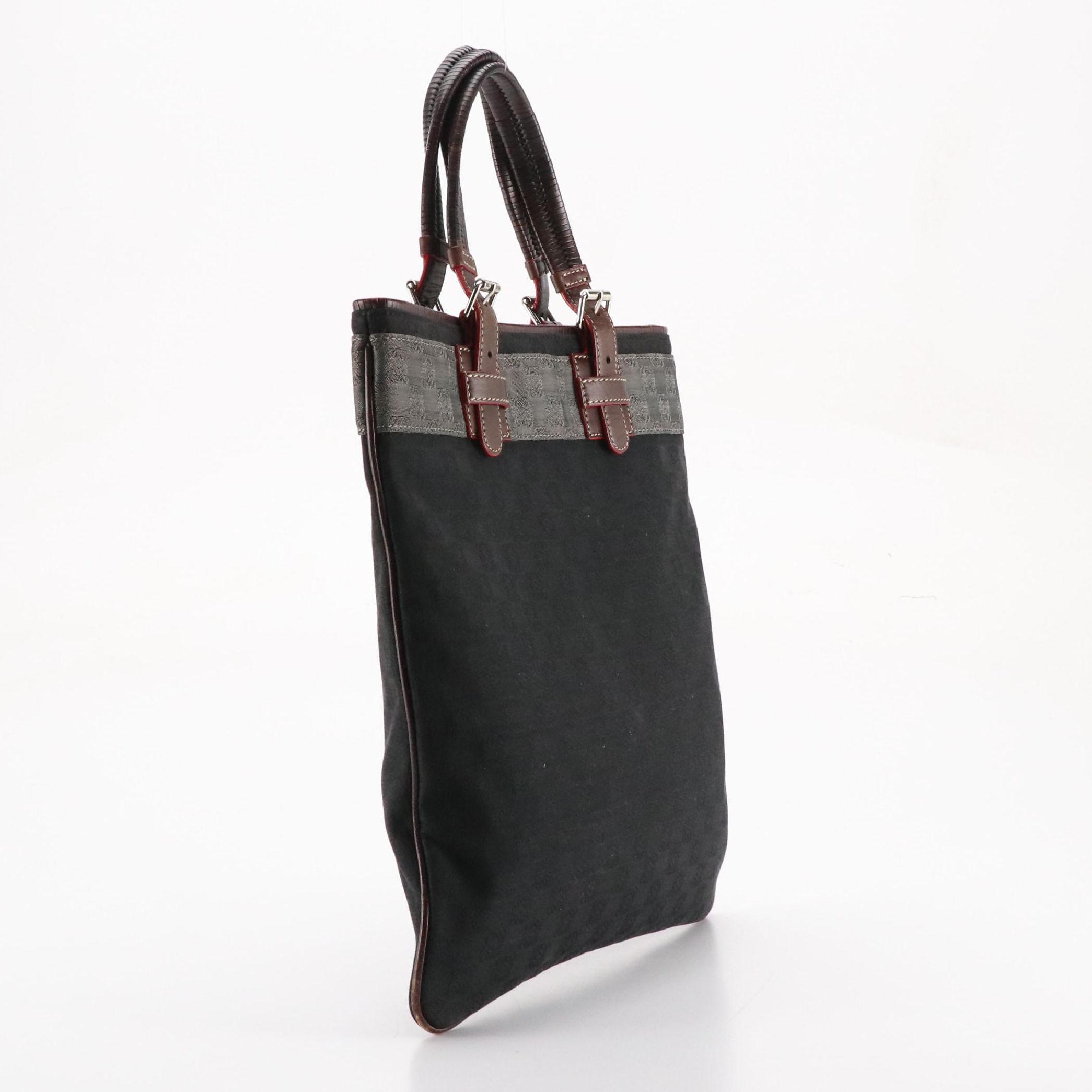 Loewe Anagram Jacquard Canvas Tote Bag with Brown Leather Trim