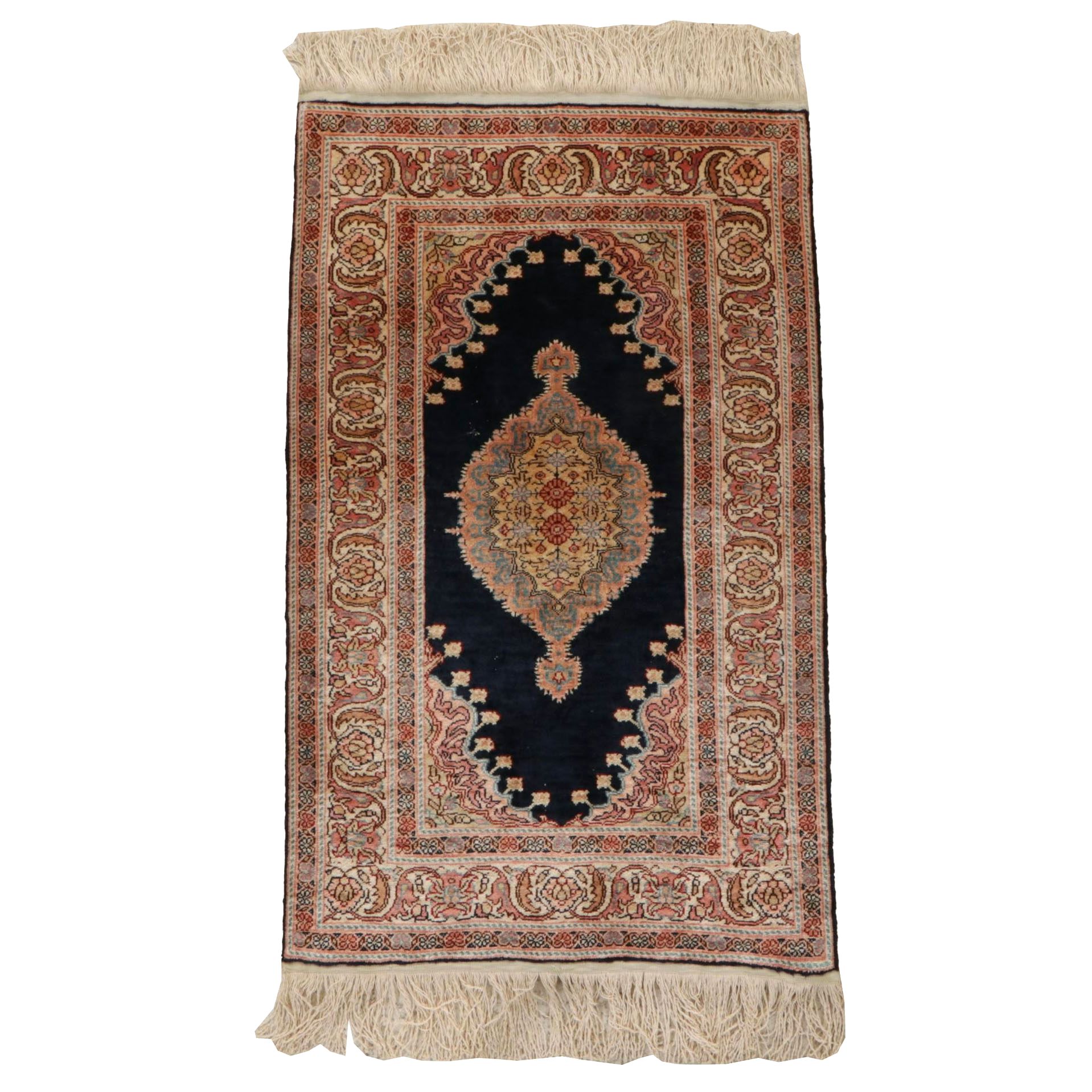 1'11 x 3'1 Hand-Knotted Turkish Kayseri Silk Accent Rug