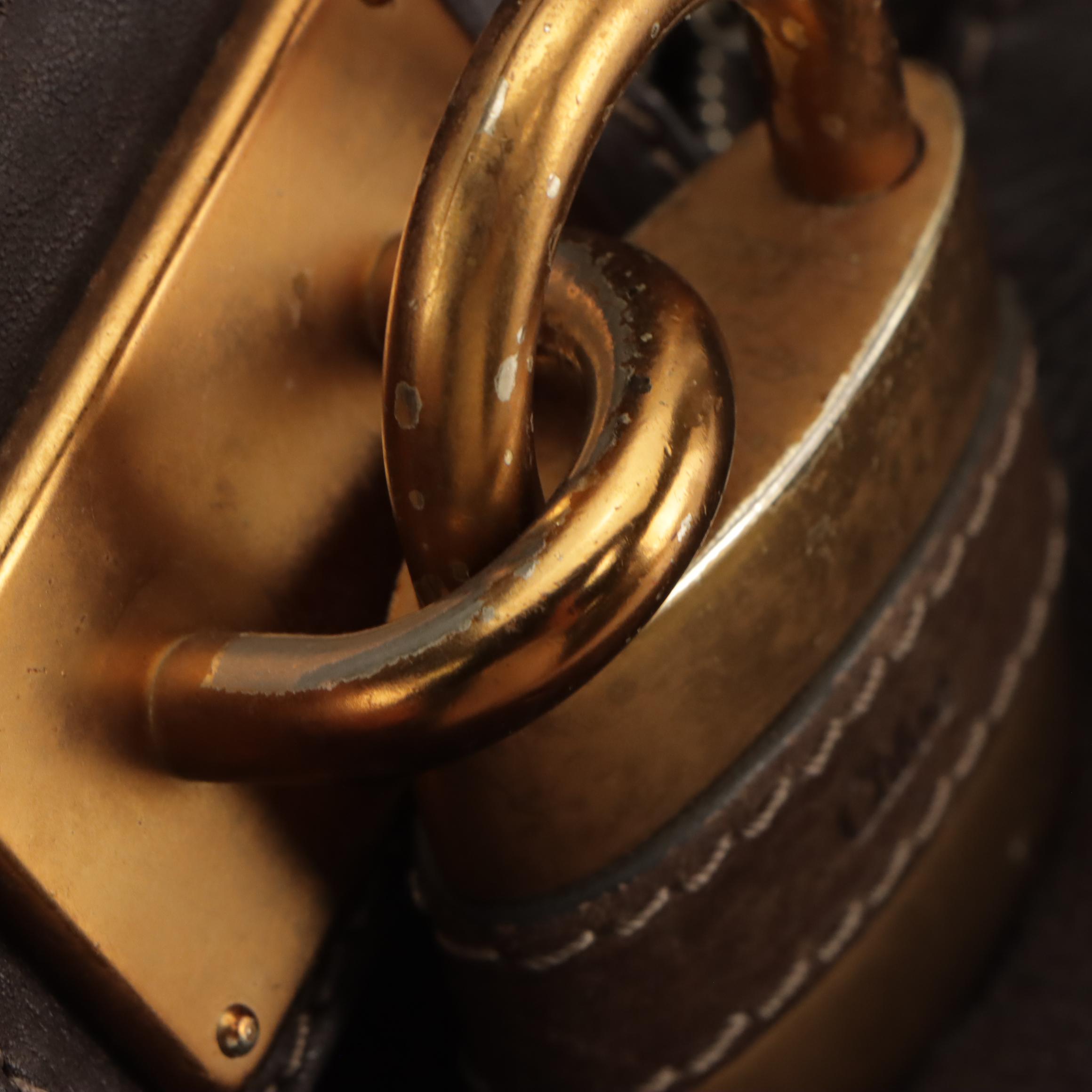 Chloé Paddington Side-Pocket Satchel Bag in Brown Grained Leather