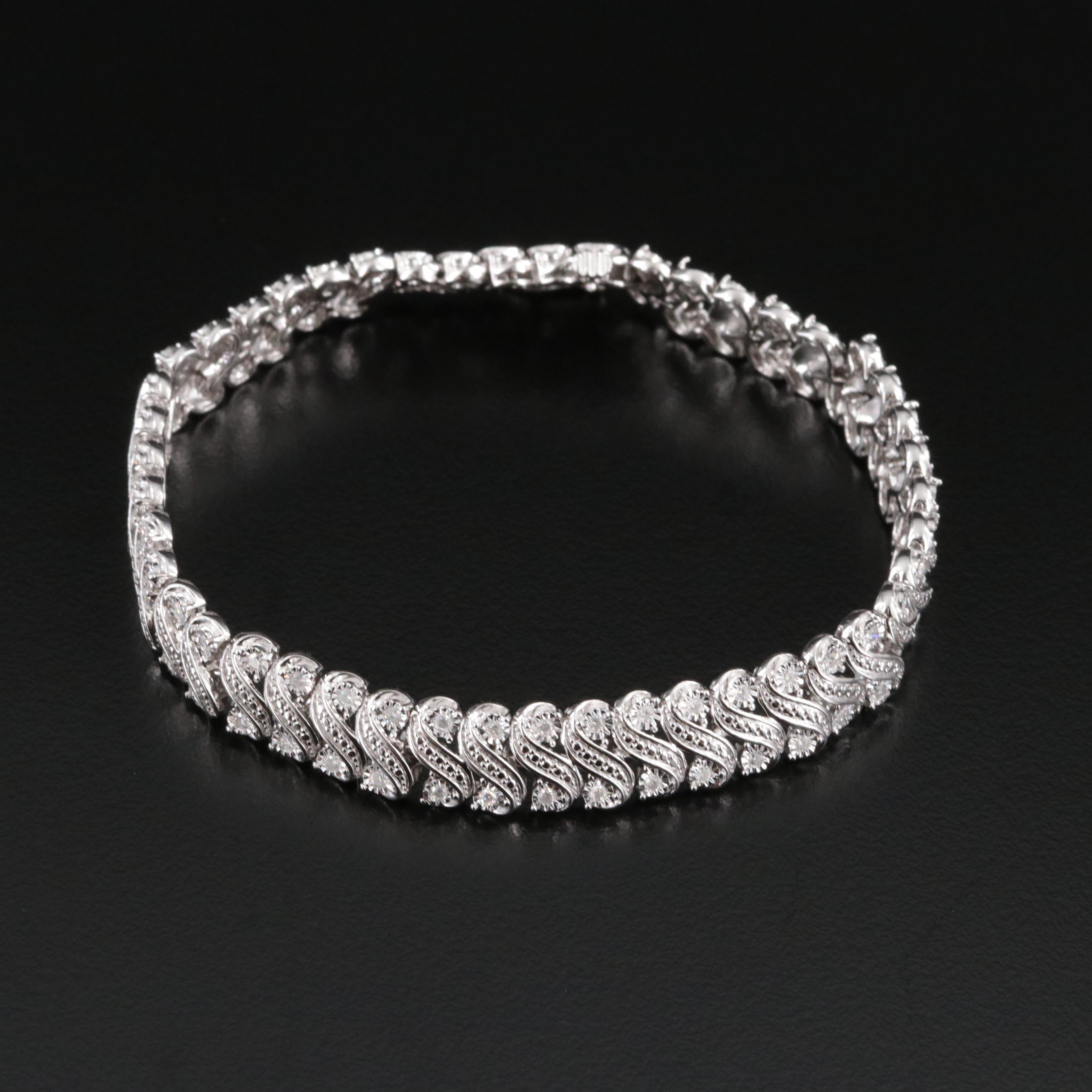 Sterling 1.00 CTW Diamond Bracelet
