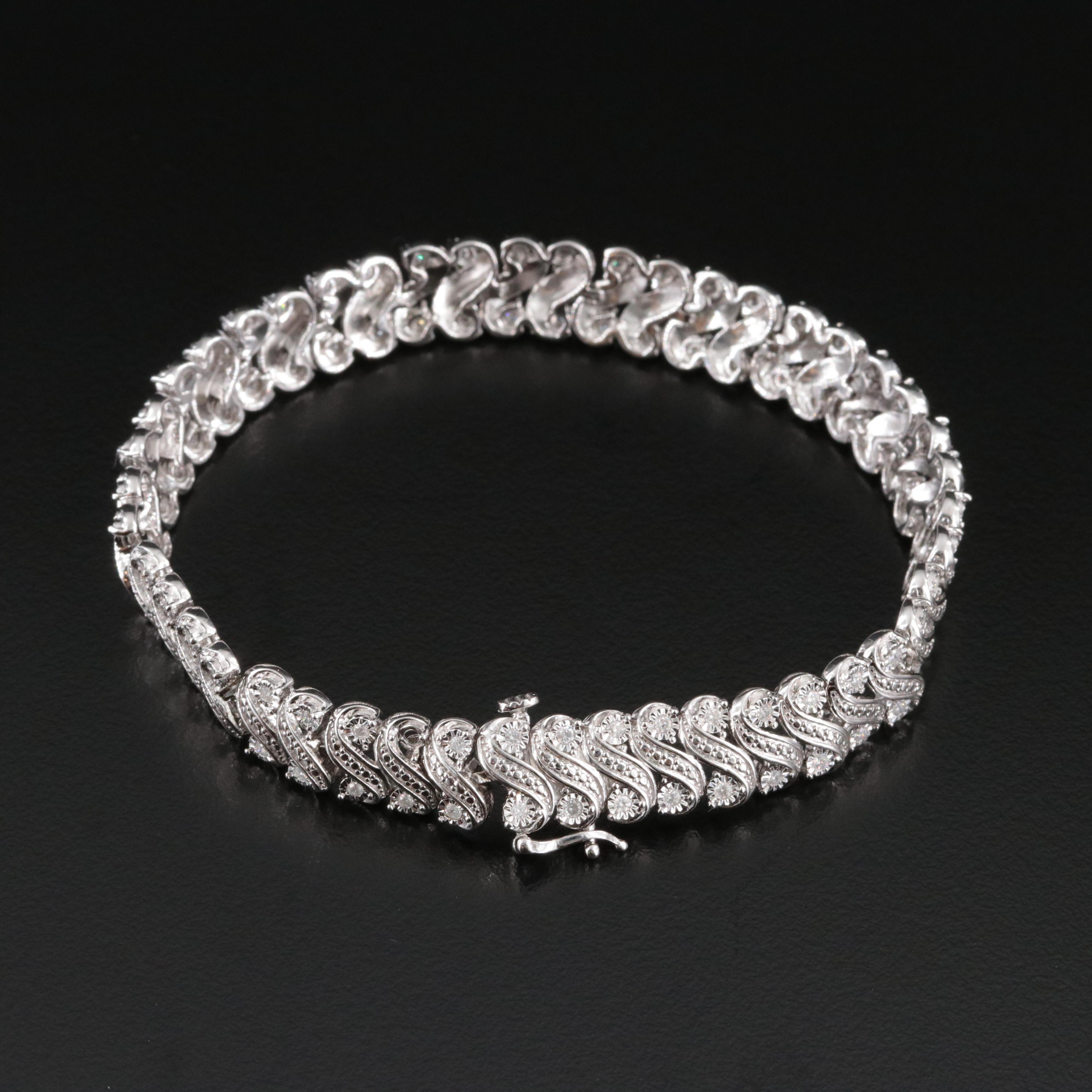 Sterling 1.00 CTW Diamond Bracelet