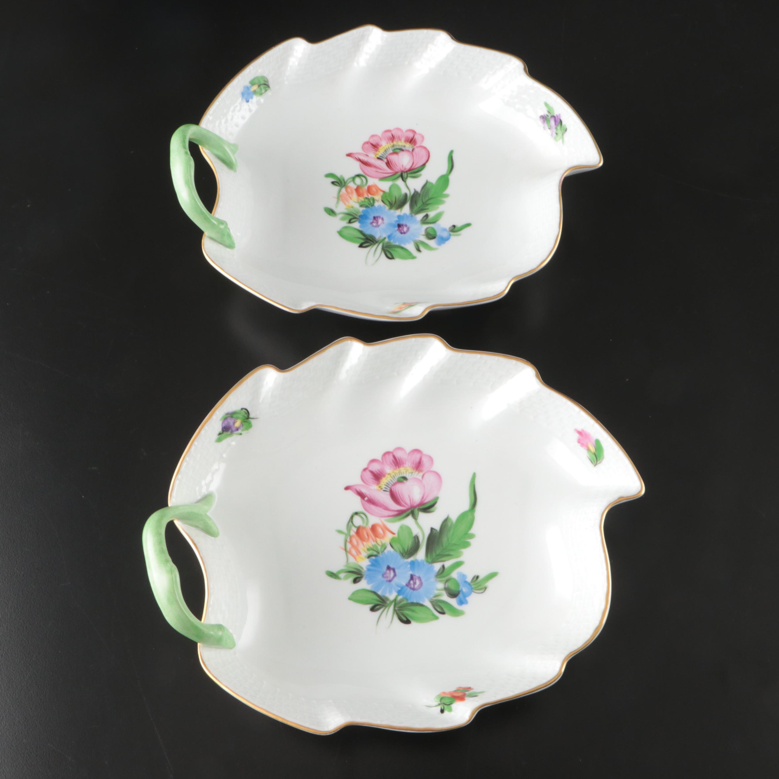 Herend "Printemps" Porcelain Leaf Dishes