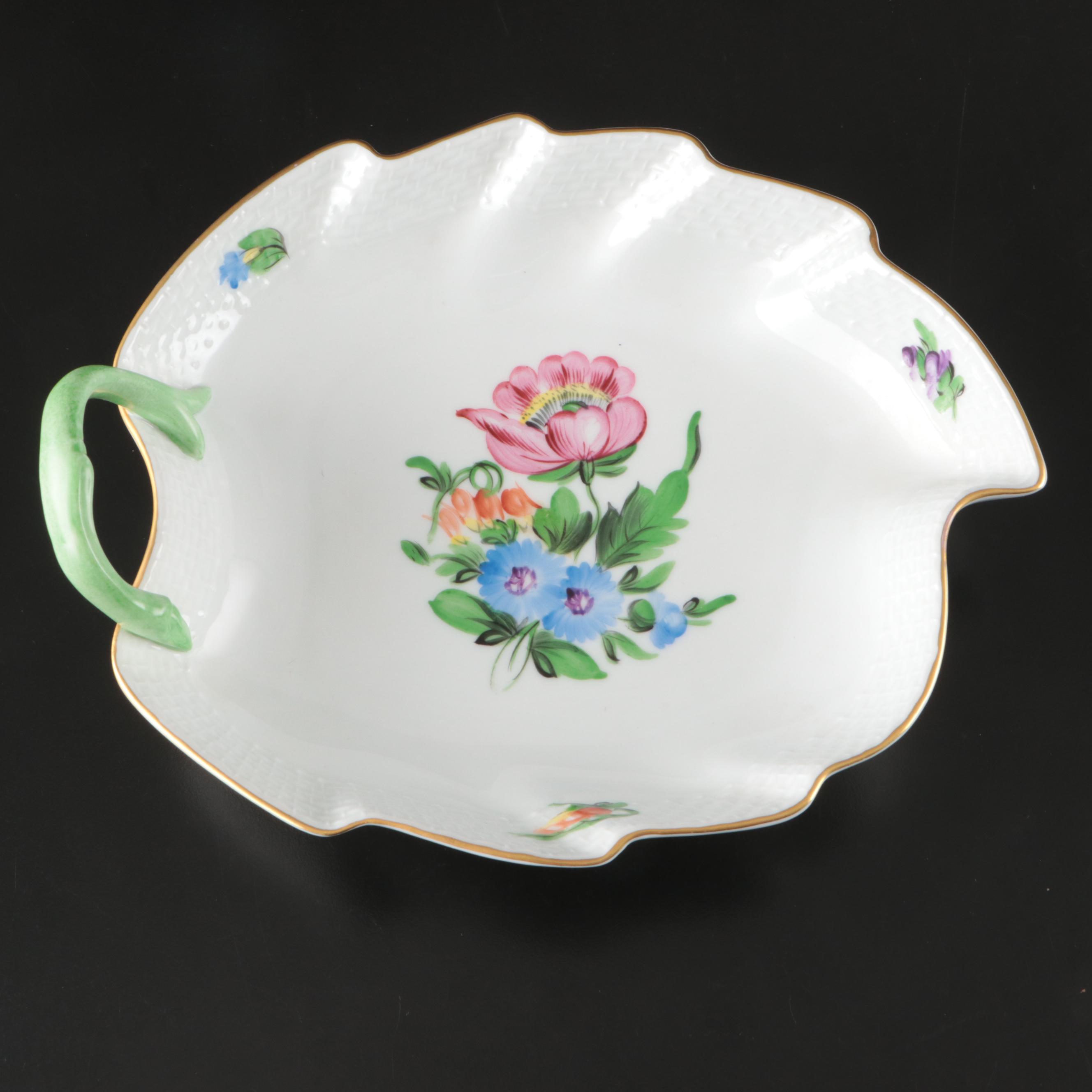 Herend "Printemps" Porcelain Leaf Dishes