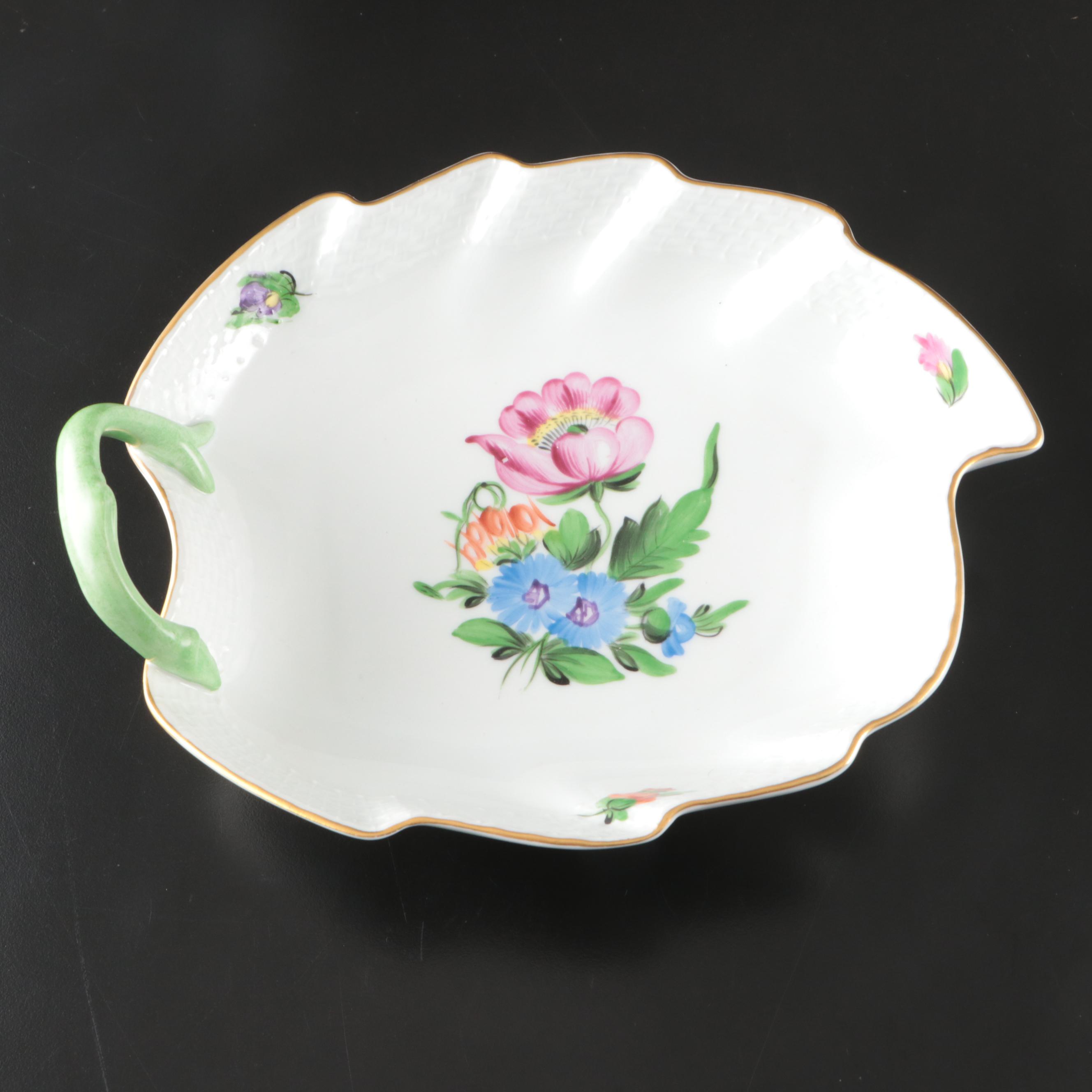 Herend "Printemps" Porcelain Leaf Dishes