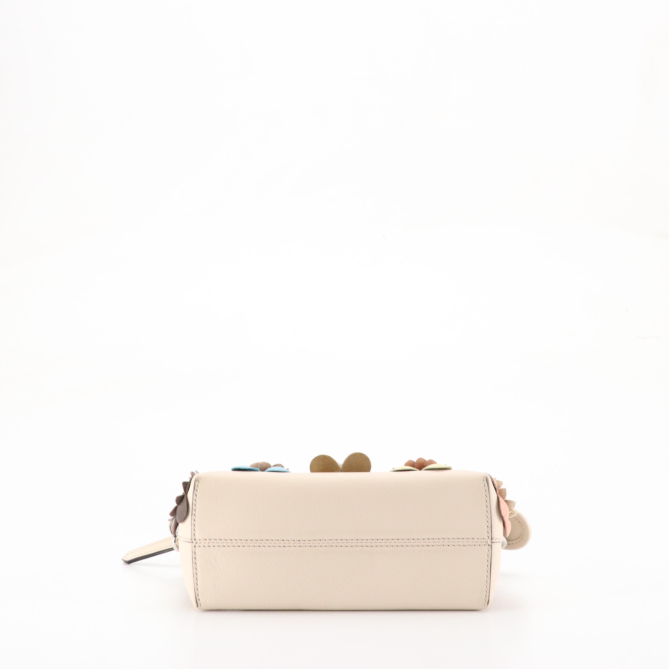 Fendi Vitello Dolce Flower and Studded Mini By The Way Camelia Two-Way Bag