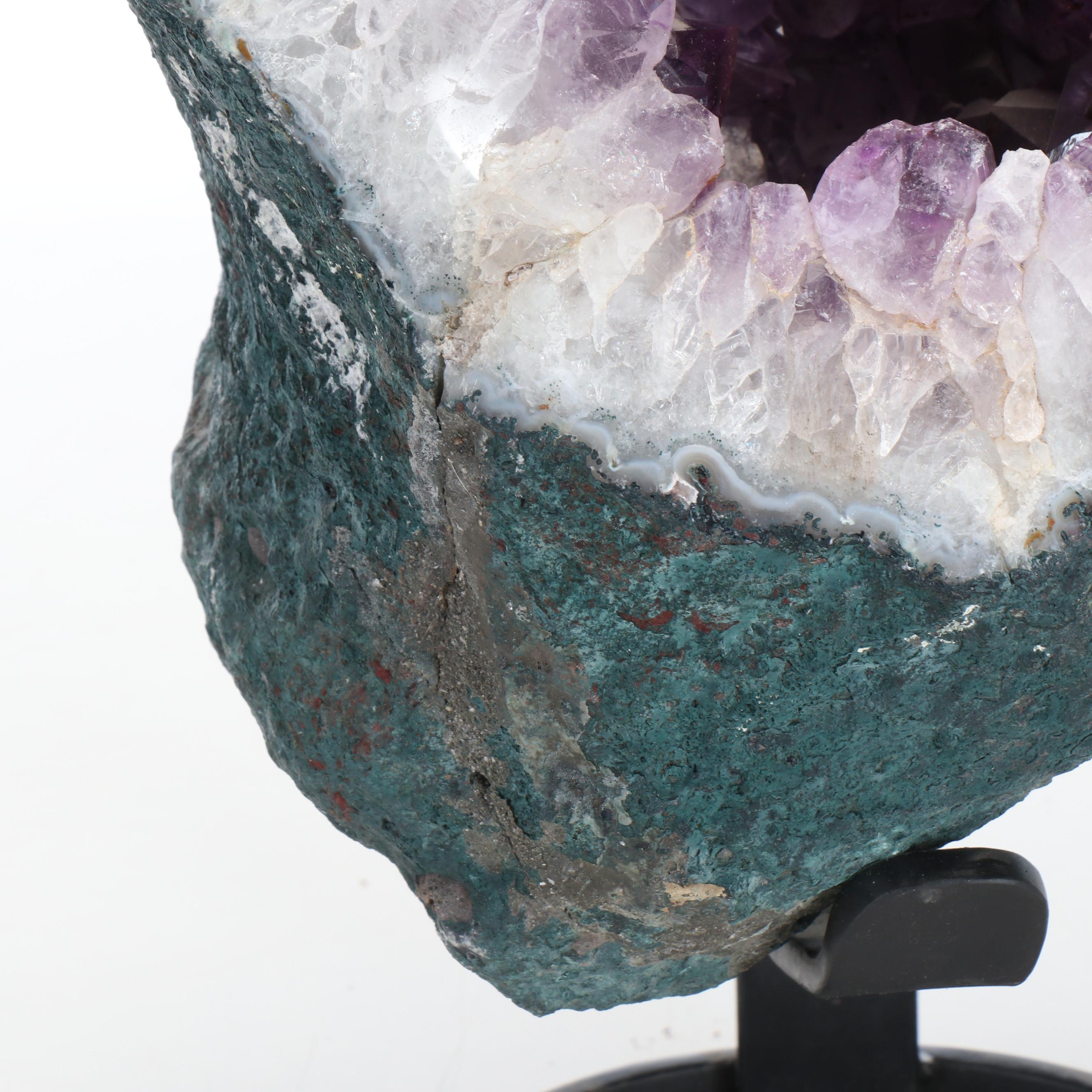 Polished Amethyst Druze with Metal Stand