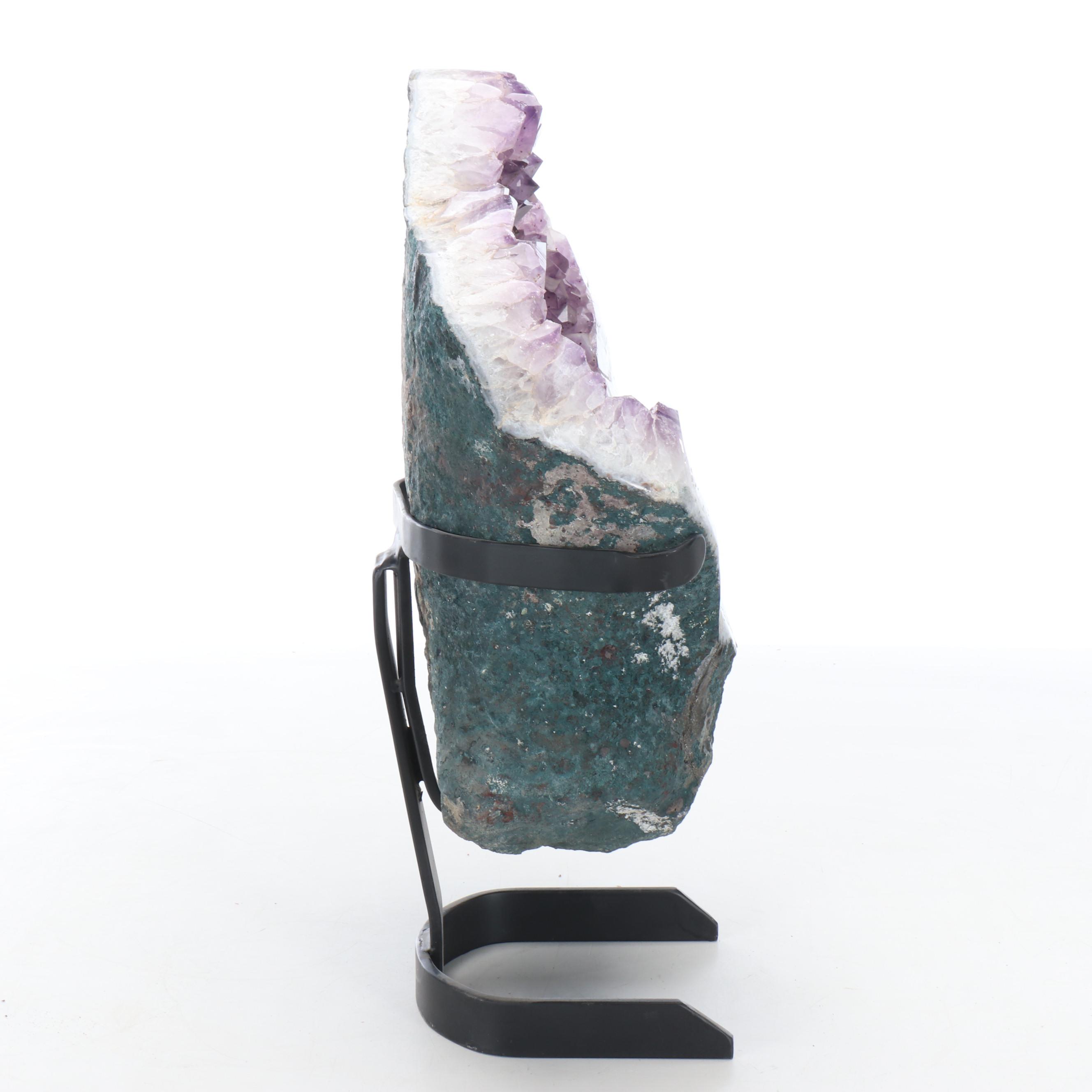 Polished Amethyst Druze with Metal Stand