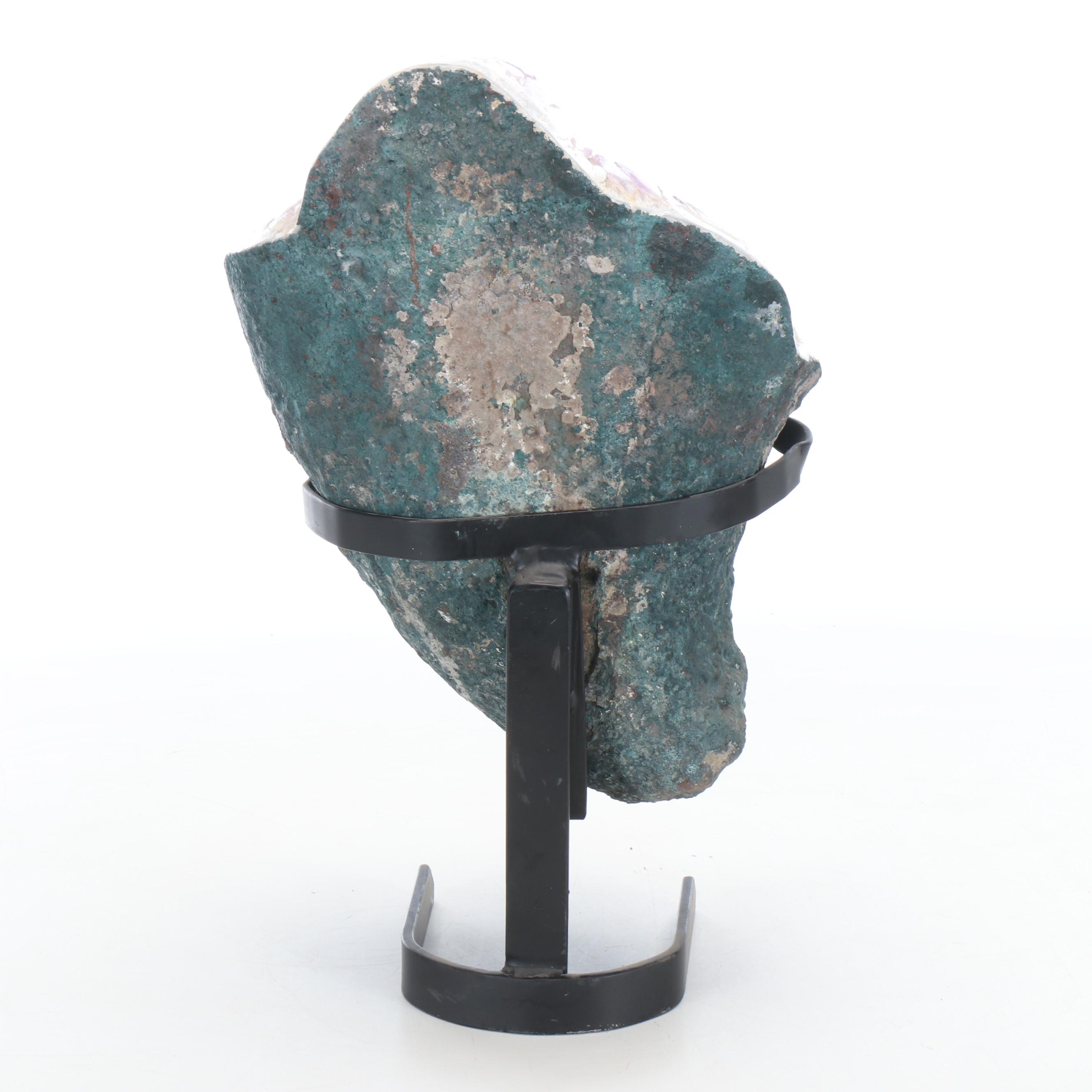 Polished Amethyst Druze with Metal Stand