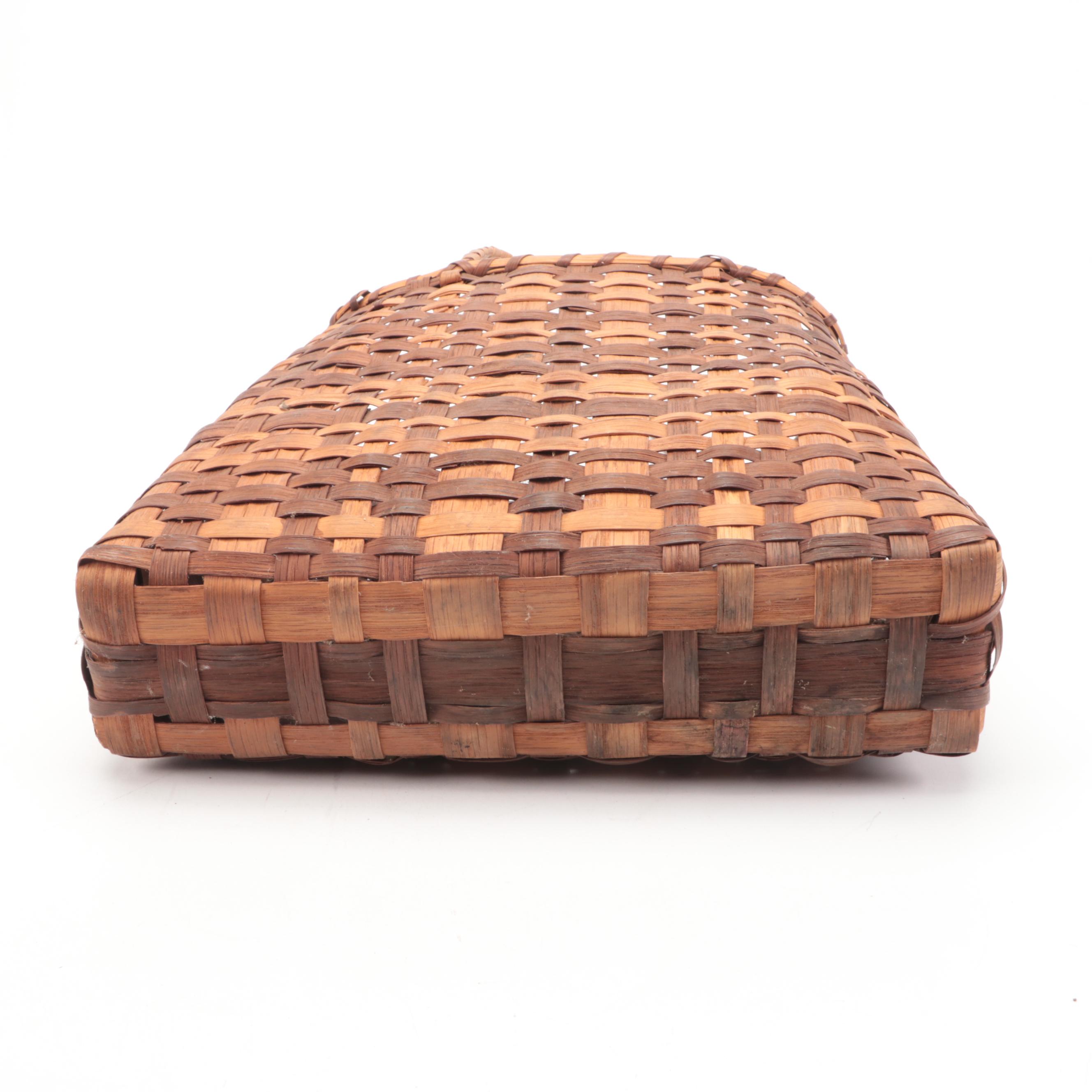 Vintage Handwoven Pinestraw Handbag with Other Grass and Split Wood Baskets