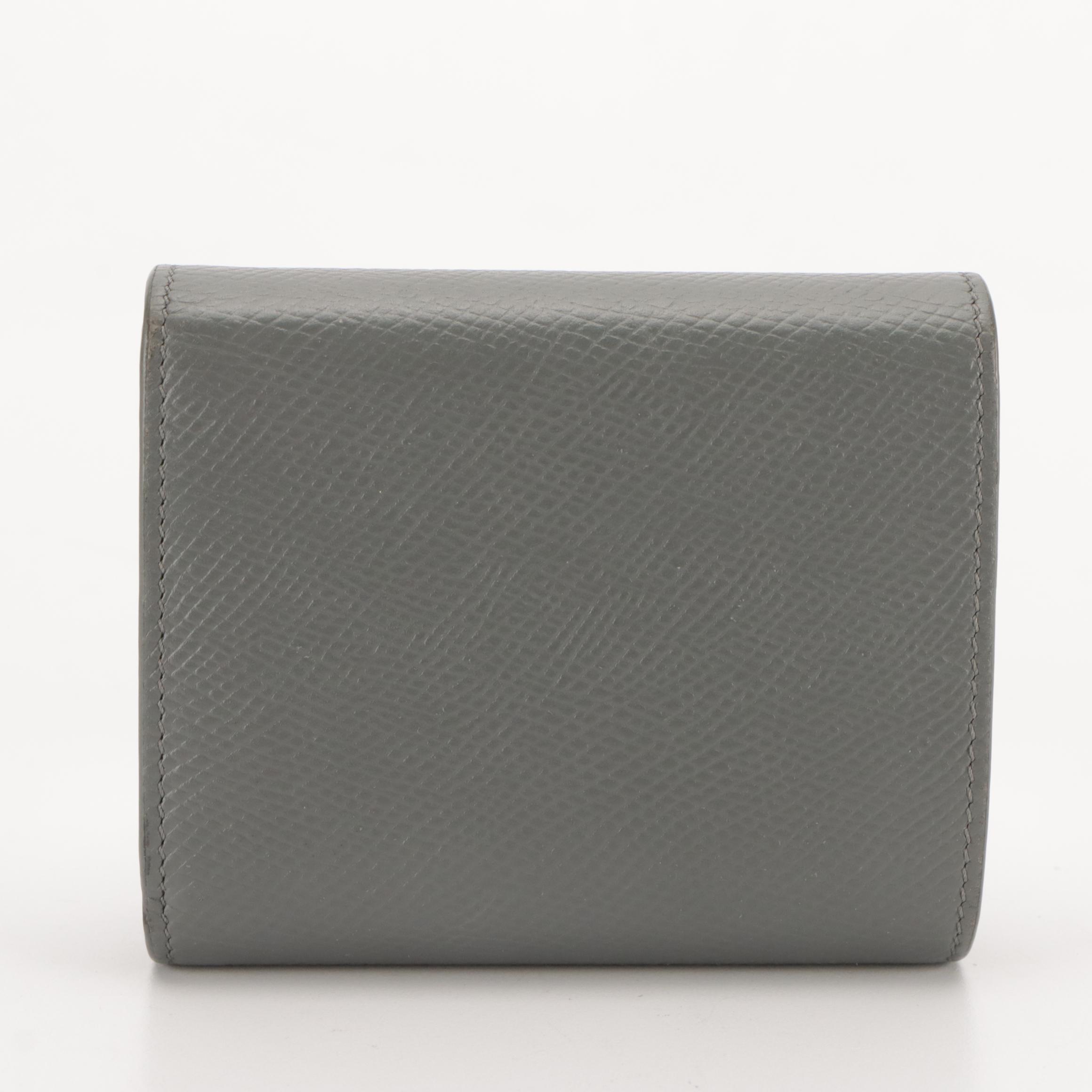 Celine Compact Wallet in Dark Gray Grained Calfskin Leather