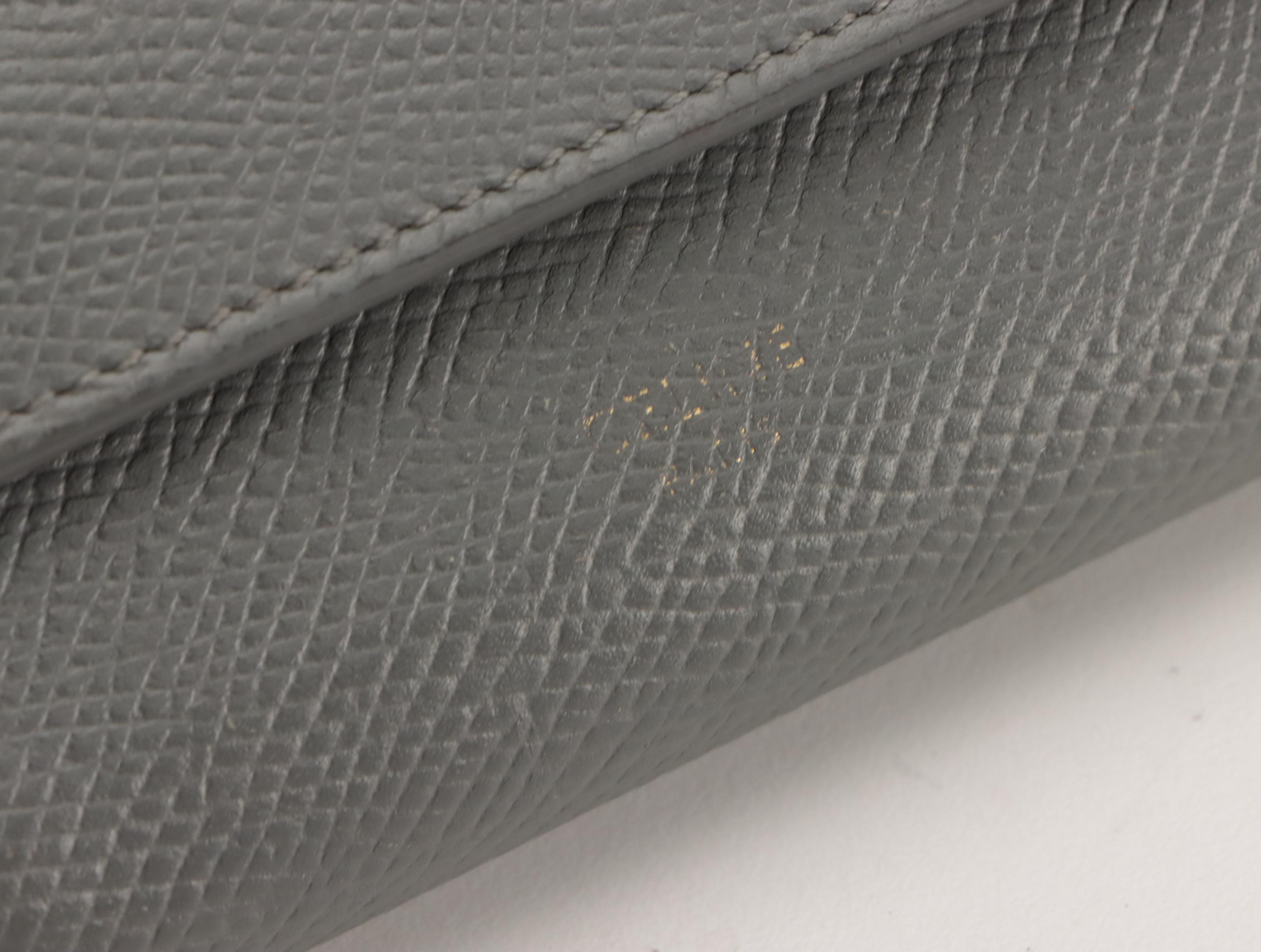 Celine Compact Wallet in Dark Gray Grained Calfskin Leather