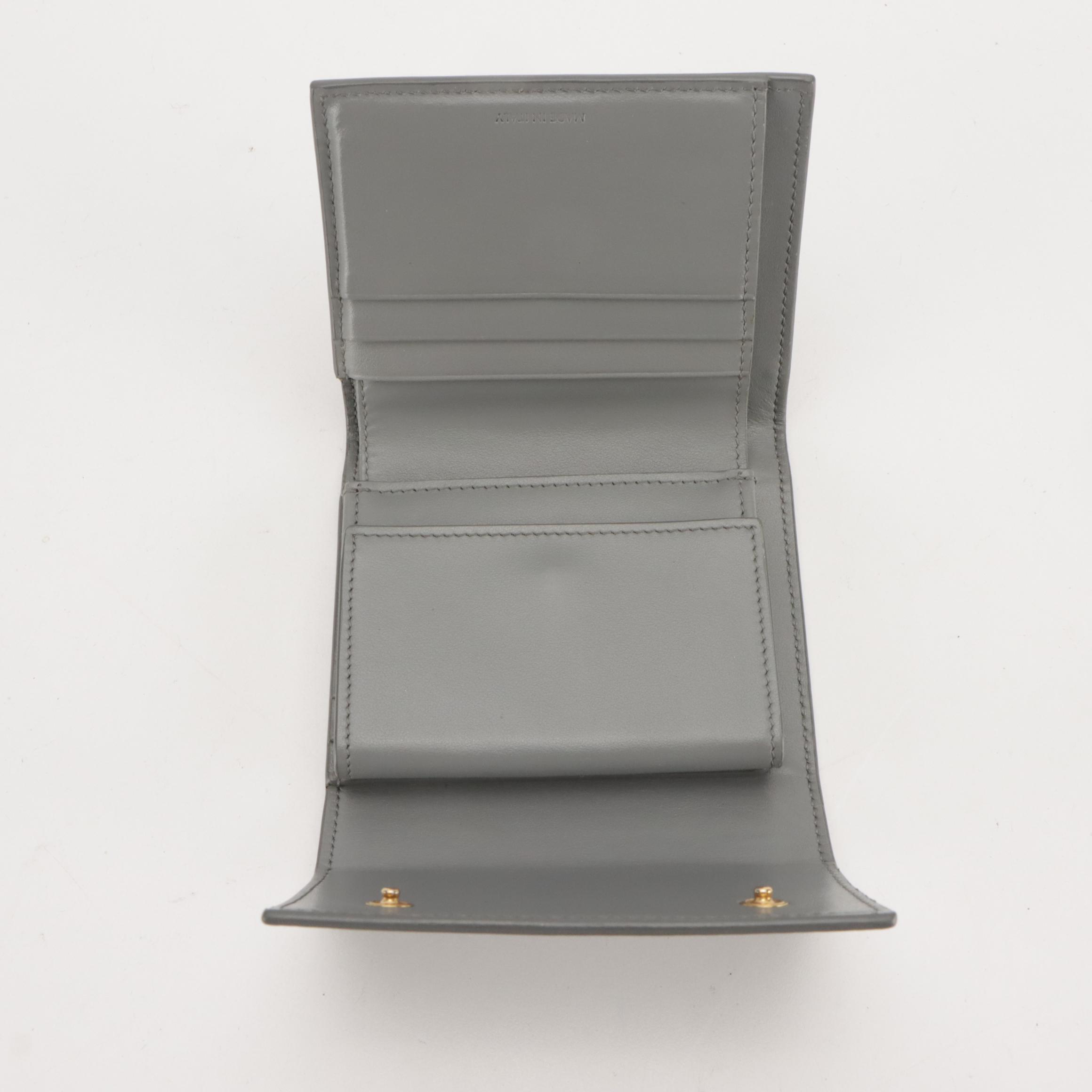 Celine Compact Wallet in Dark Gray Grained Calfskin Leather