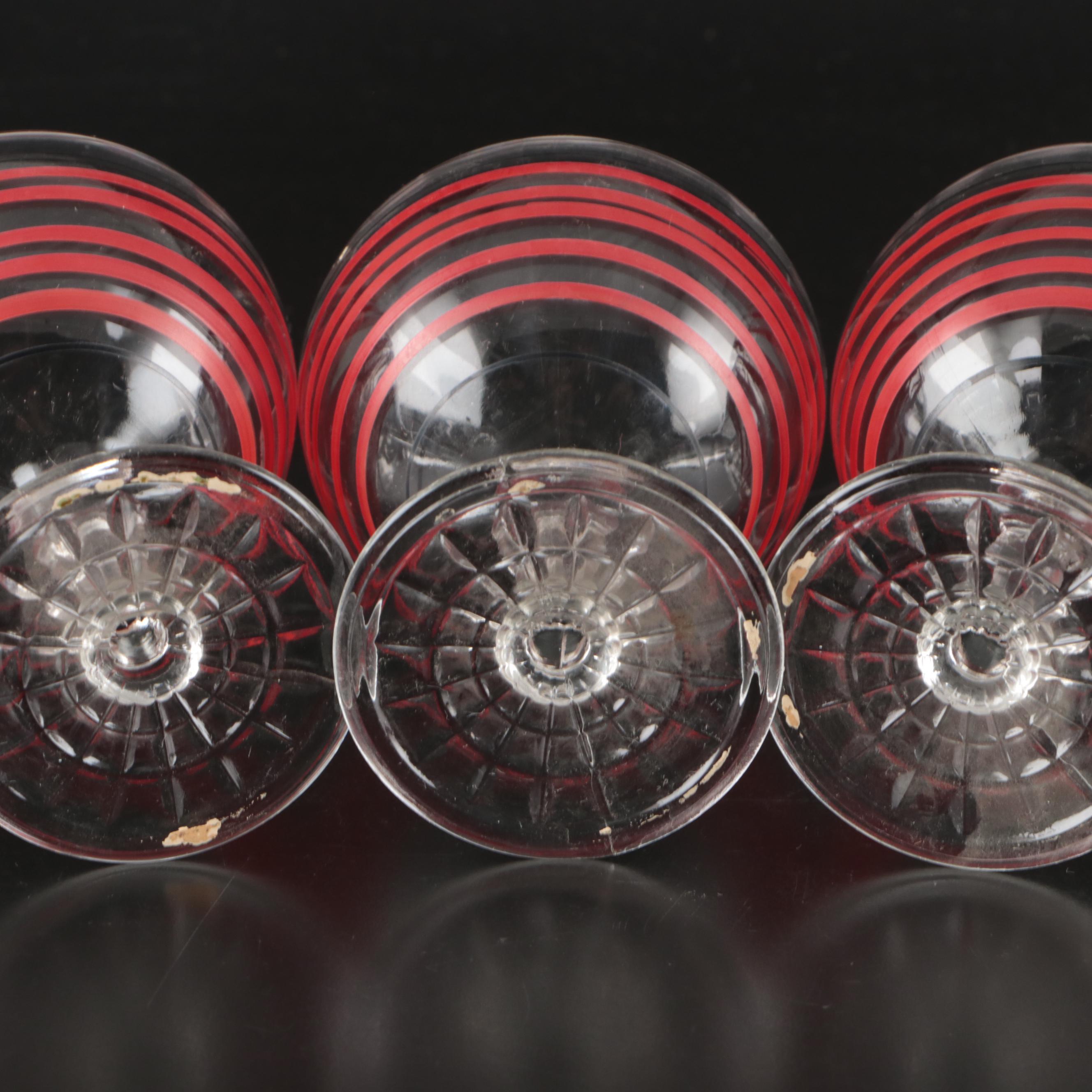 Anchor Hocking Banded Glasses with Other Coupes and Bakelite Flatware