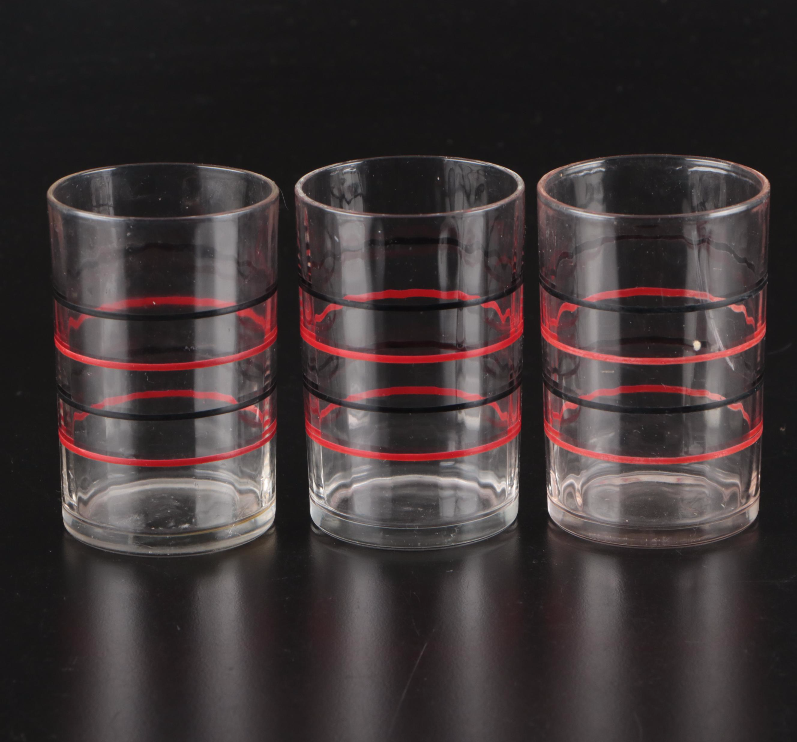 Anchor Hocking Banded Glasses with Other Coupes and Bakelite Flatware