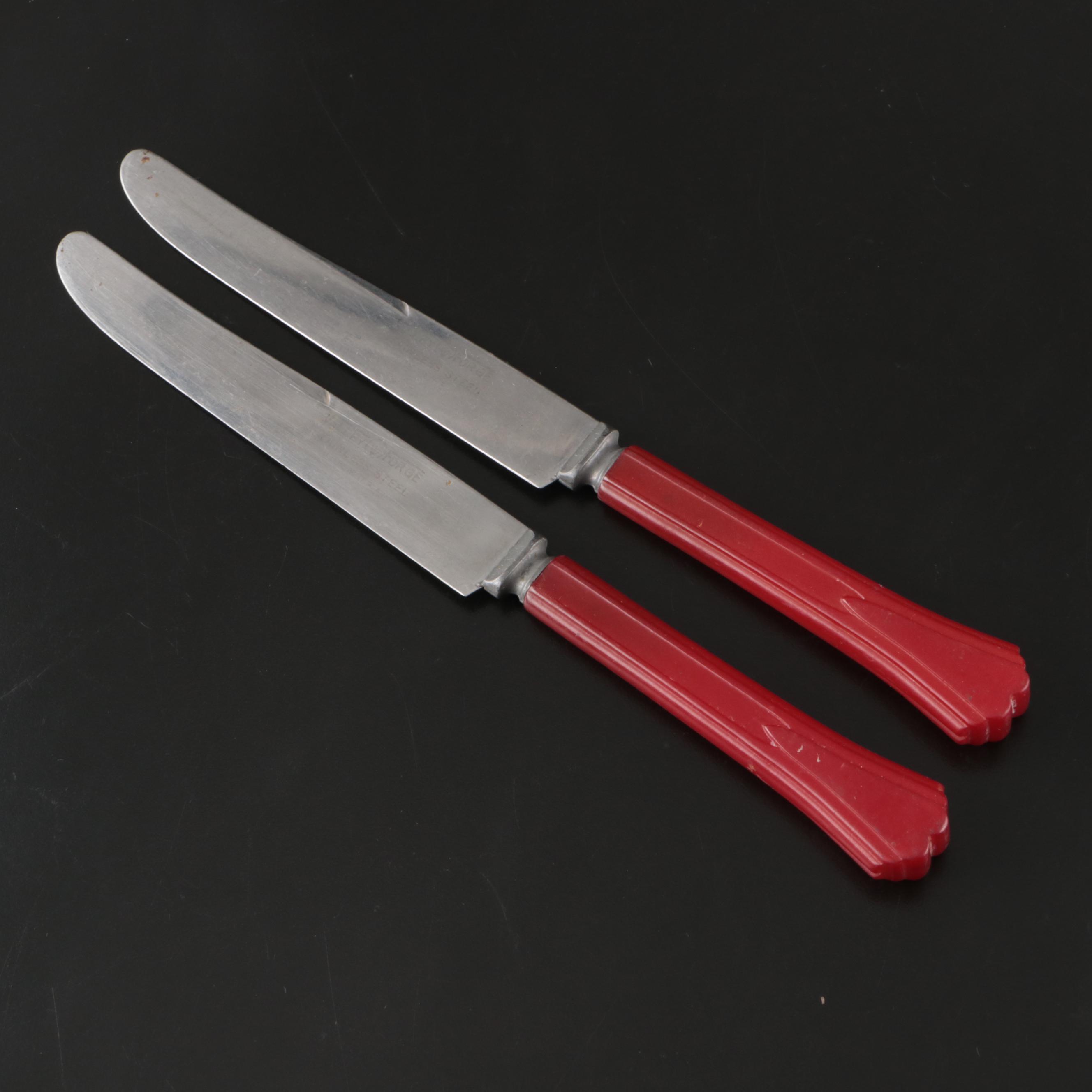 Anchor Hocking Banded Glasses with Other Coupes and Bakelite Flatware