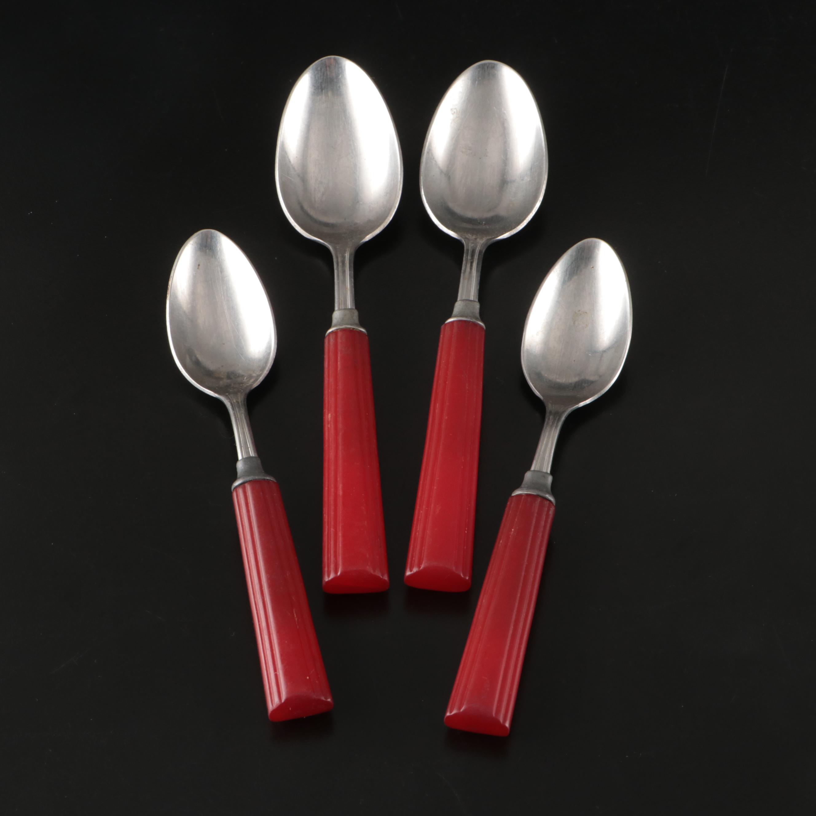 Anchor Hocking Banded Glasses with Other Coupes and Bakelite Flatware