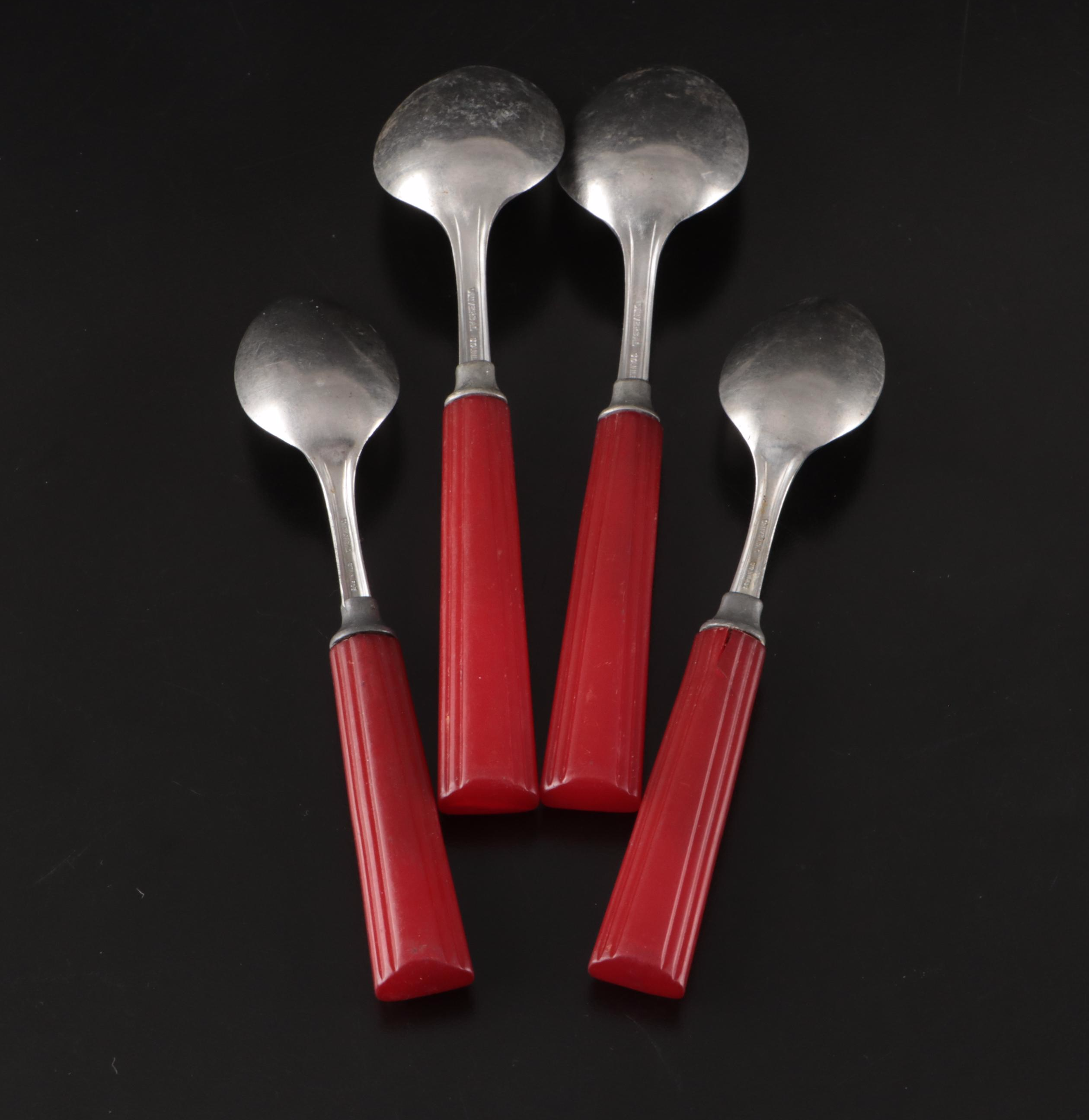 Anchor Hocking Banded Glasses with Other Coupes and Bakelite Flatware