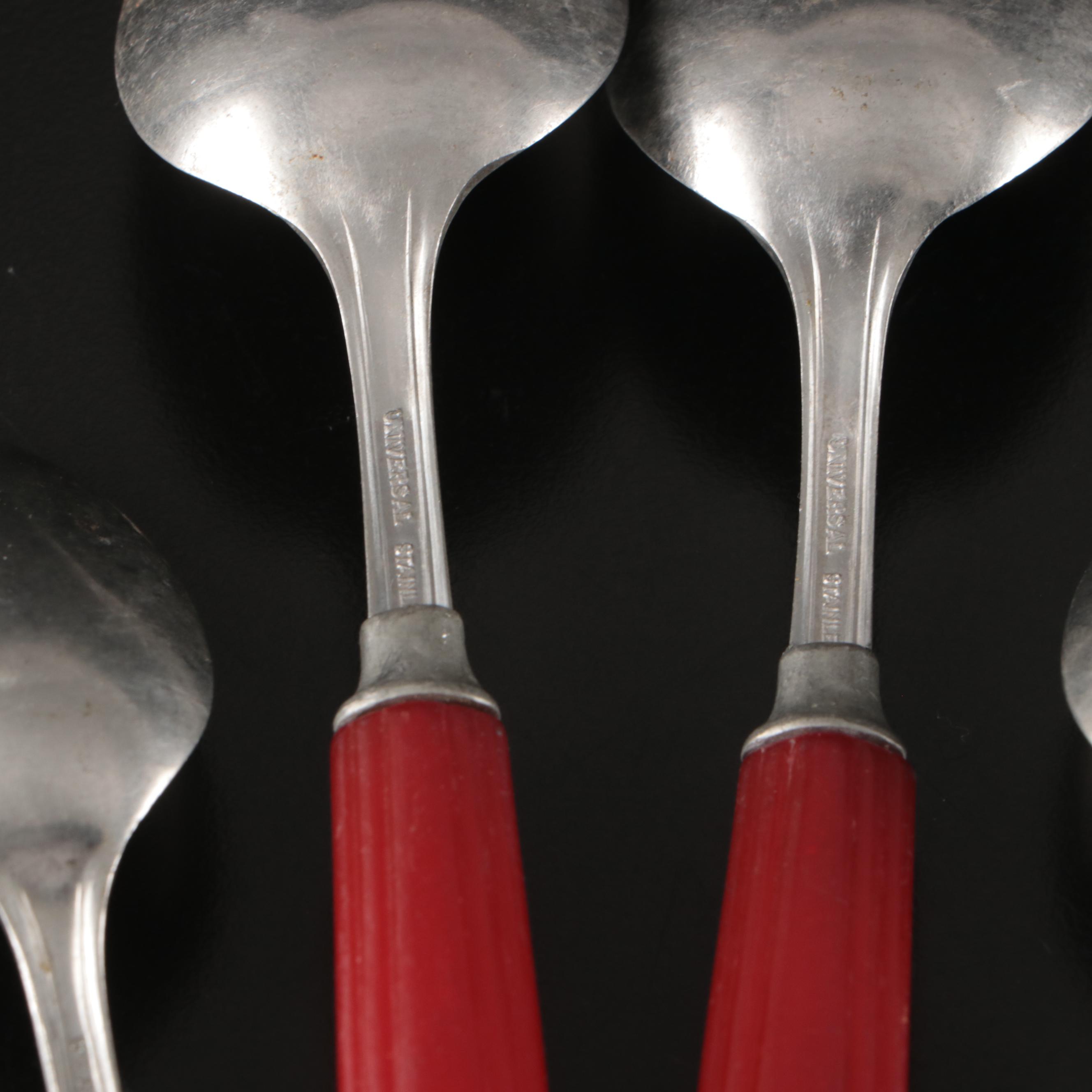 Anchor Hocking Banded Glasses with Other Coupes and Bakelite Flatware
