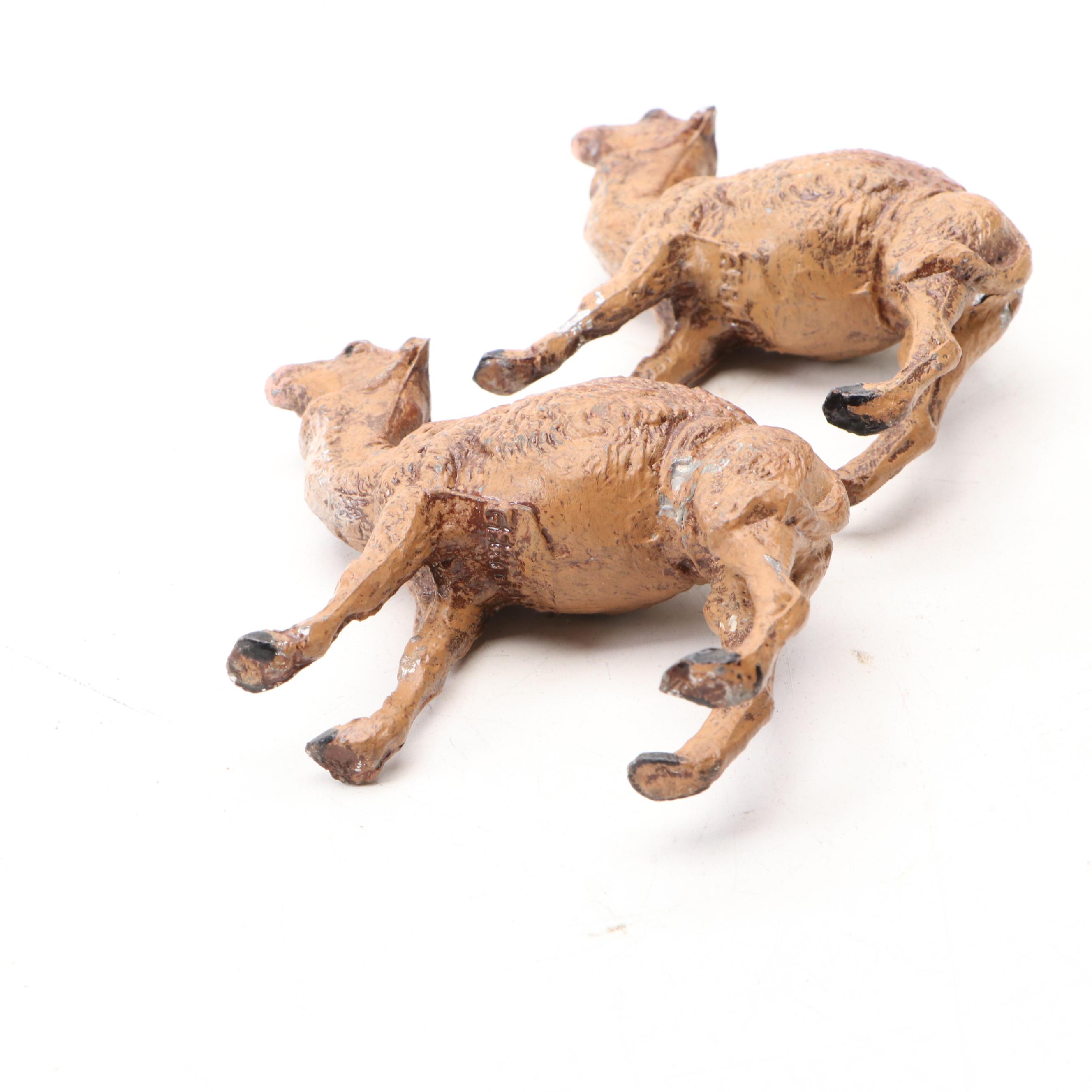 German Hand-Painted Lead Camels, Early 20th Century