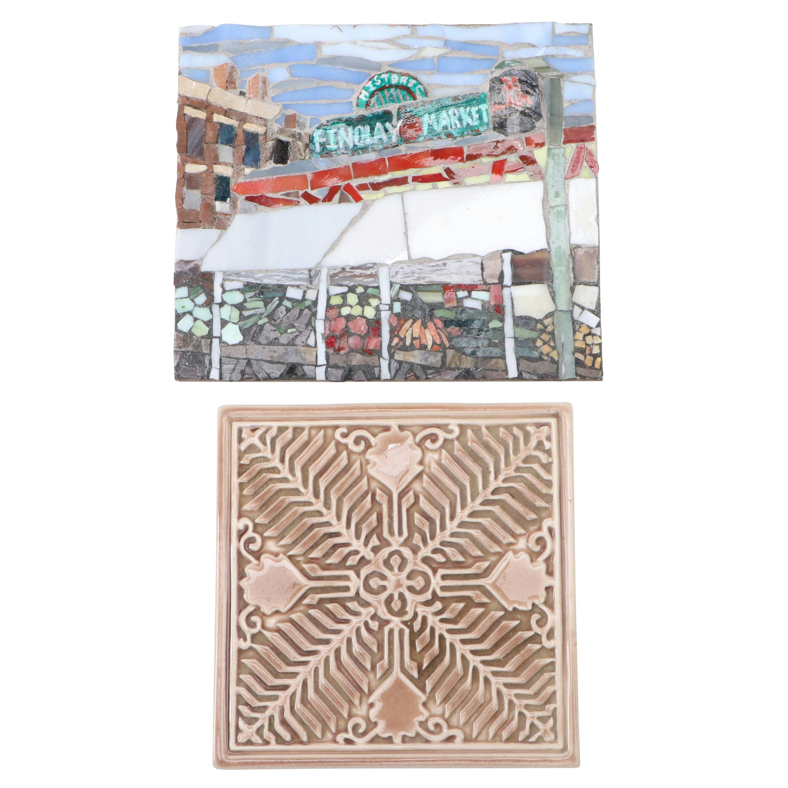Rookwood Pottery Trivet and Joyce Kaufman Findlay Market Glass Mosaic Plaque