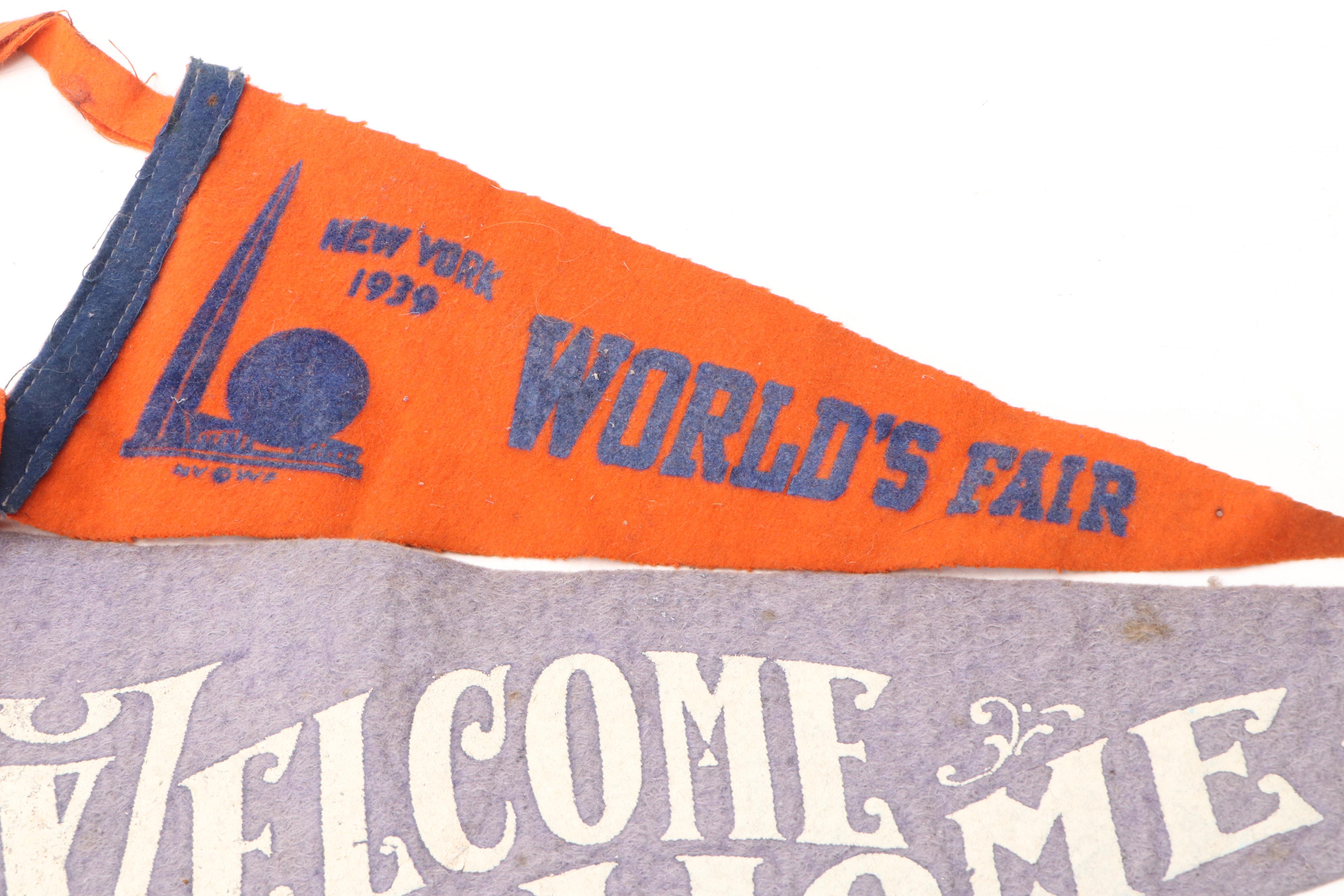 1939 World's Fair Pennants and Souvenir Book with World War I Era Pennant