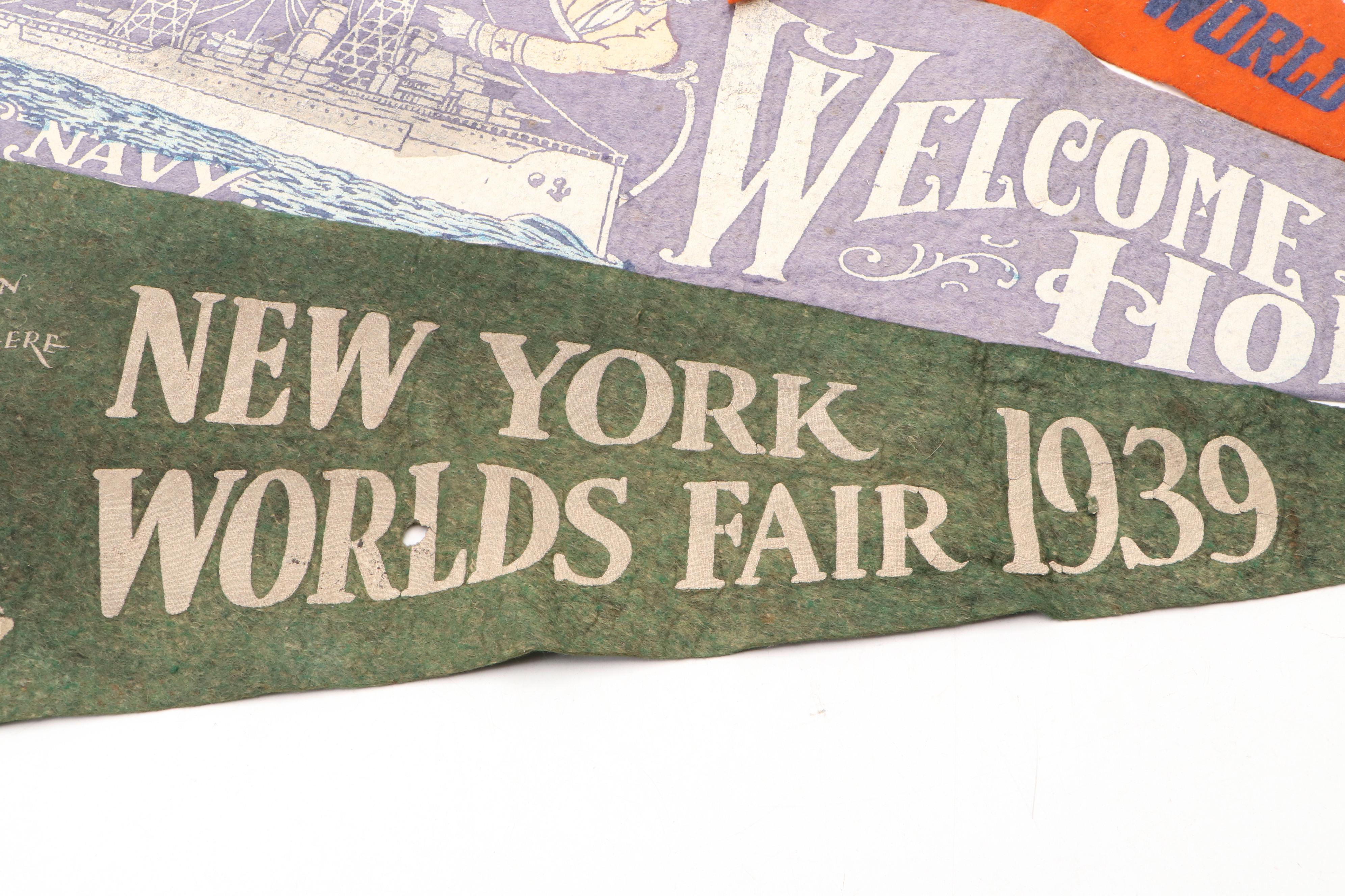 1939 World's Fair Pennants and Souvenir Book with World War I Era Pennant
