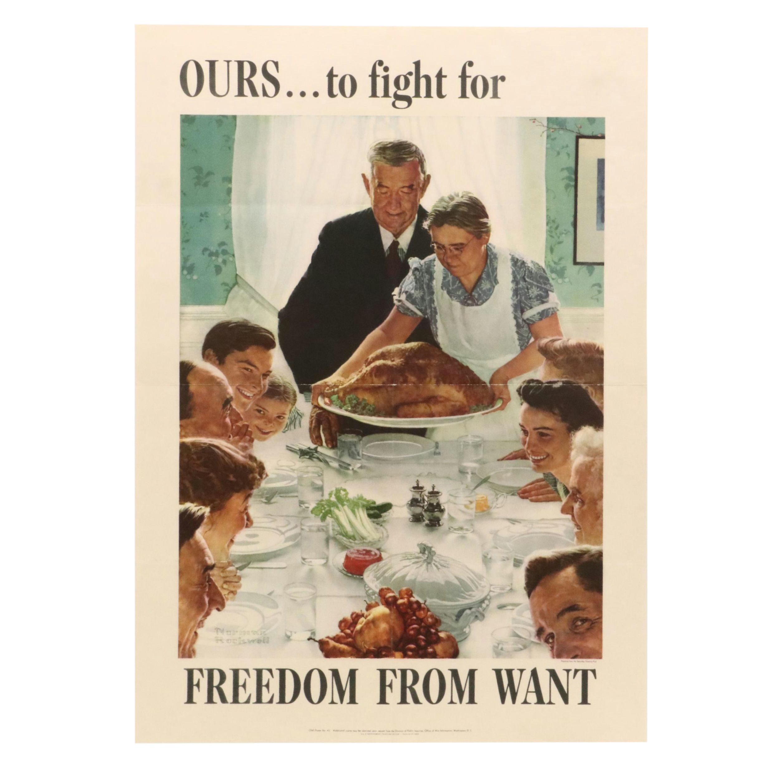 WWII OWI War Bonds Poster After Norman Rockwell "Ours... to fight for," 1943