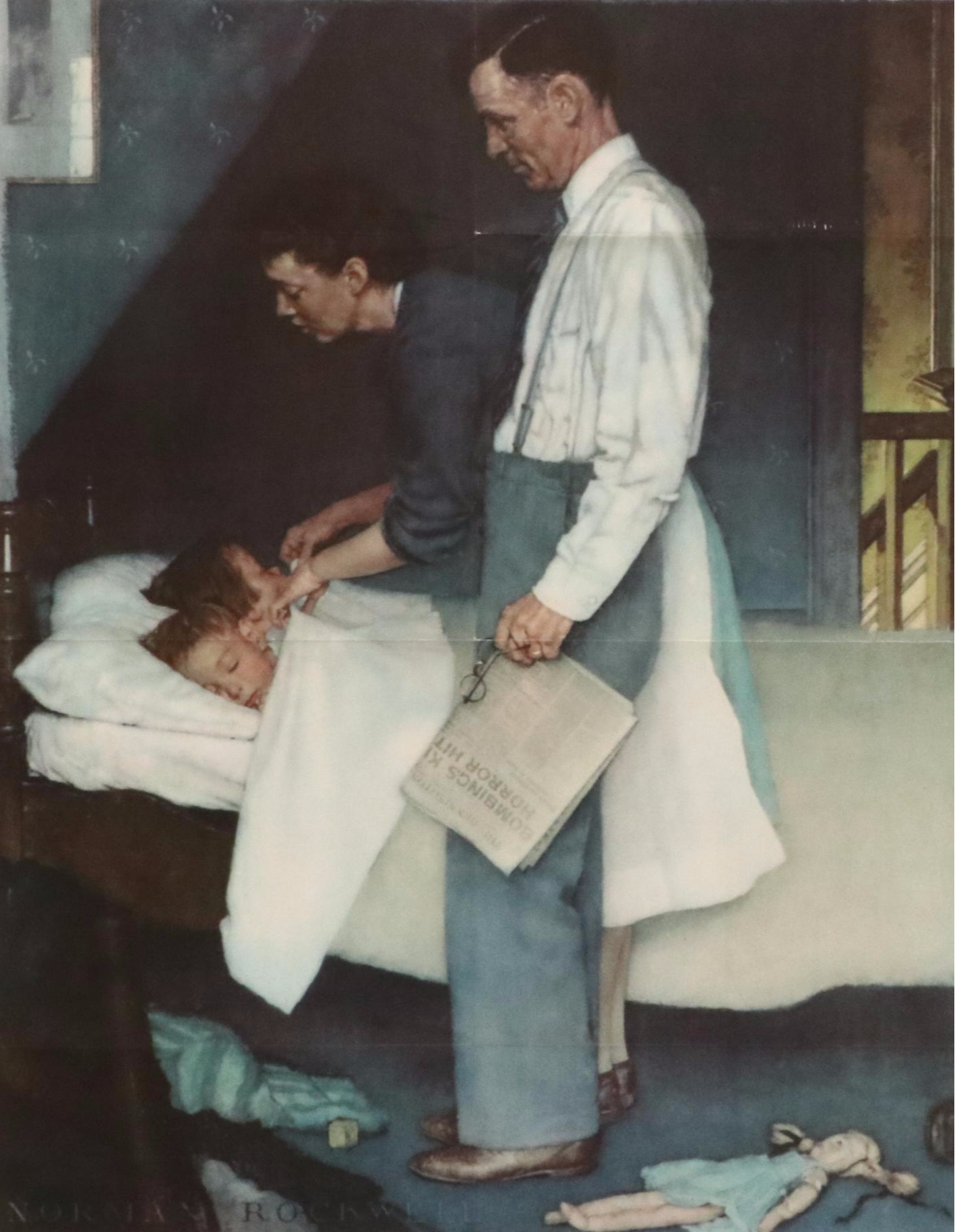 WWII OWI War Bonds Poster After Norman Rockwell "Ours... to fight for," 1943