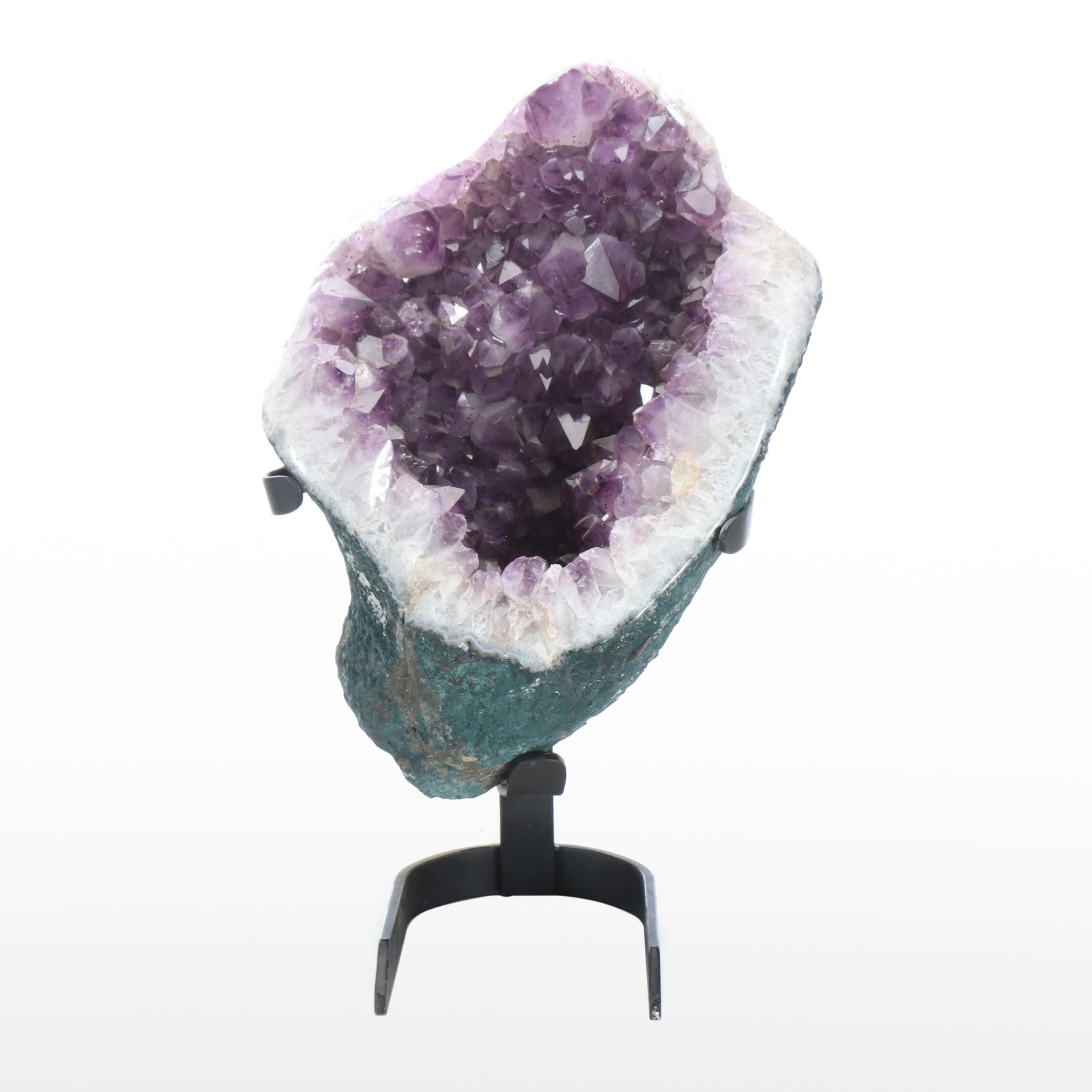 Polished Amethyst Druze with Metal Stand