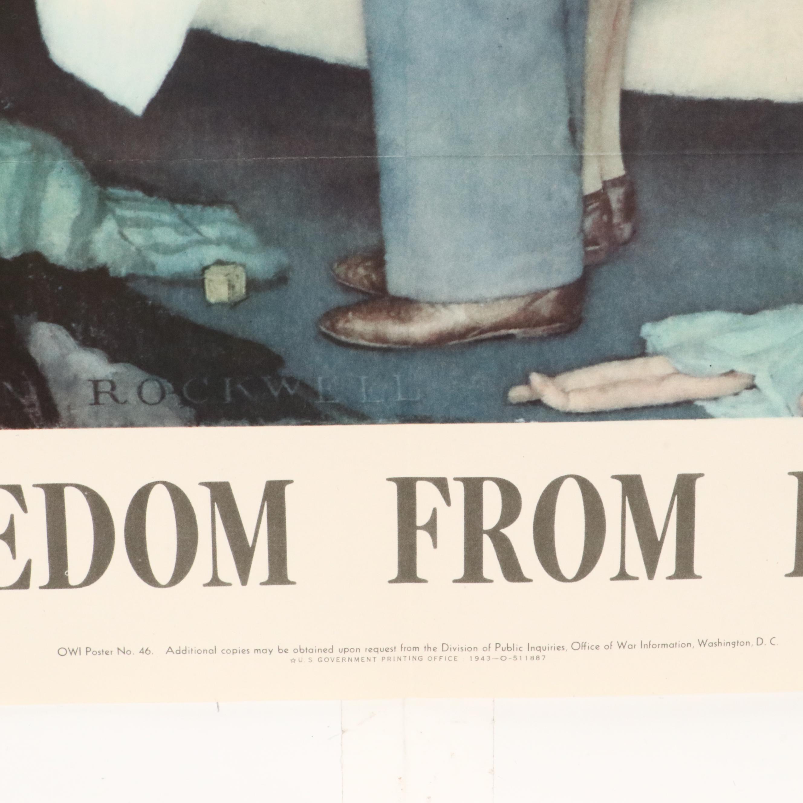 WWII OWI War Bonds Poster After Norman Rockwell "Ours... to fight for," 1943