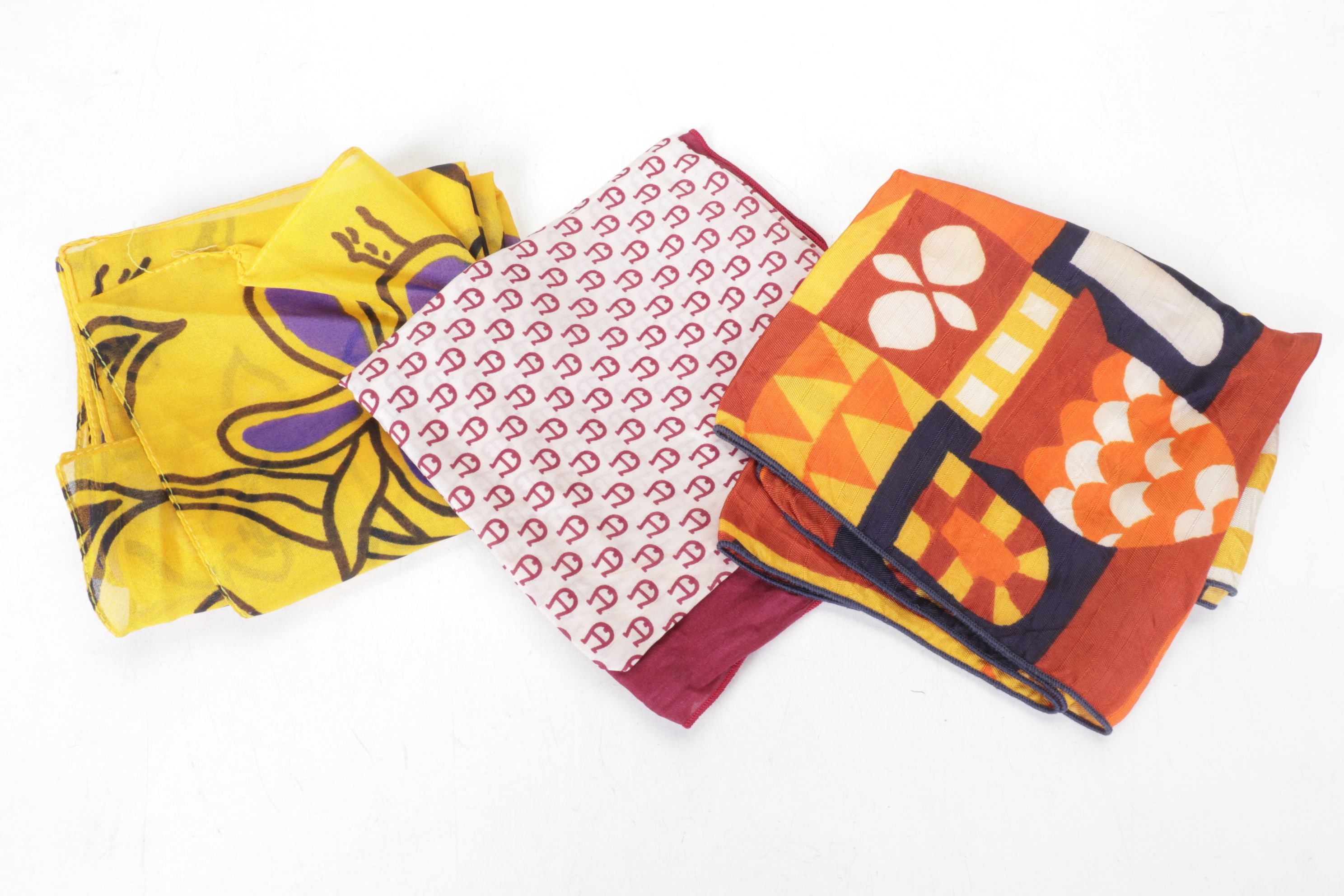 Creme Mod Square Mesh Clutch with Tapestry Purse, Silk Scarves, Gloves and More