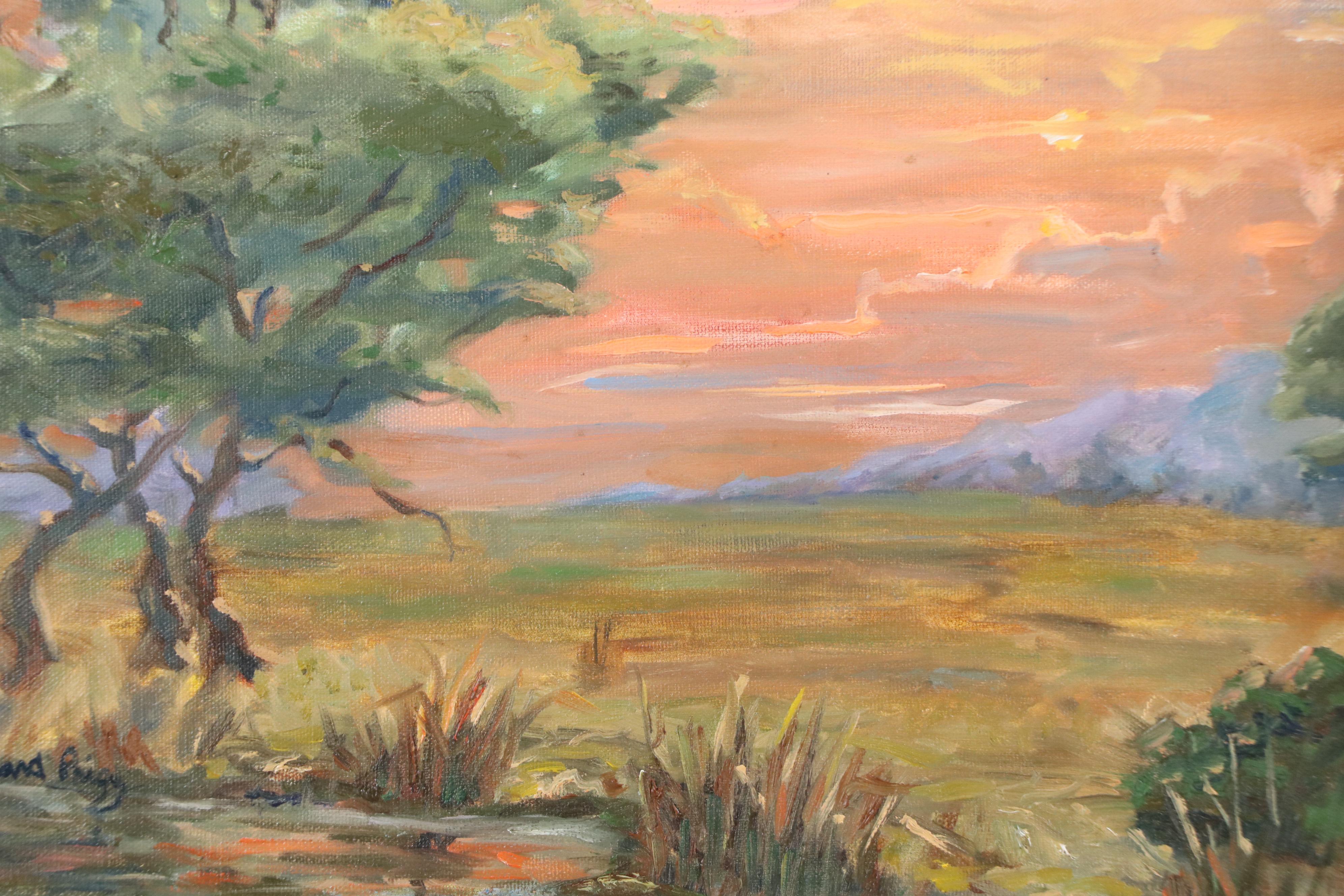 Richard Brigg Oil Painting of Sunset Flatland Landscape