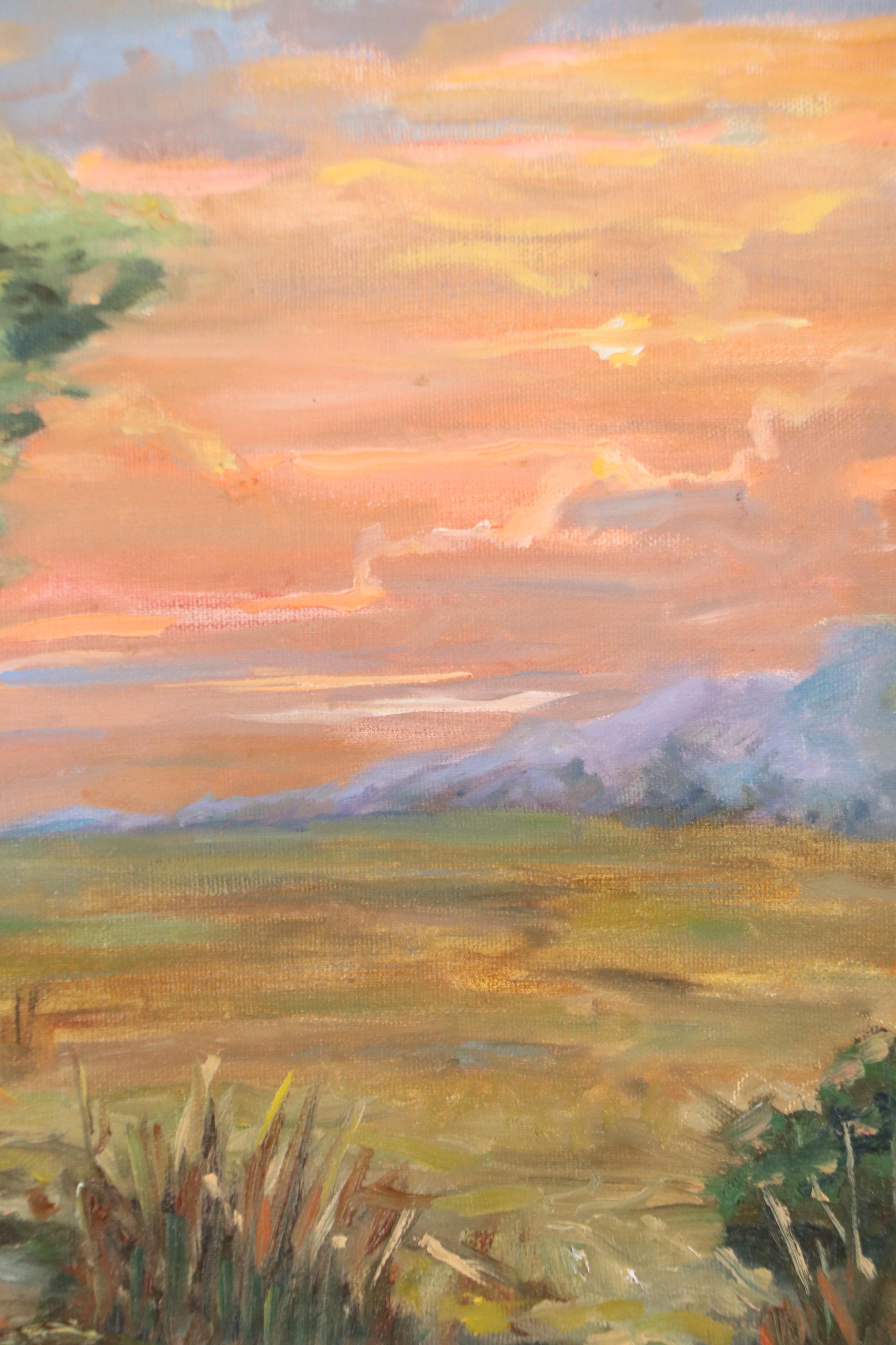 Richard Brigg Oil Painting of Sunset Flatland Landscape
