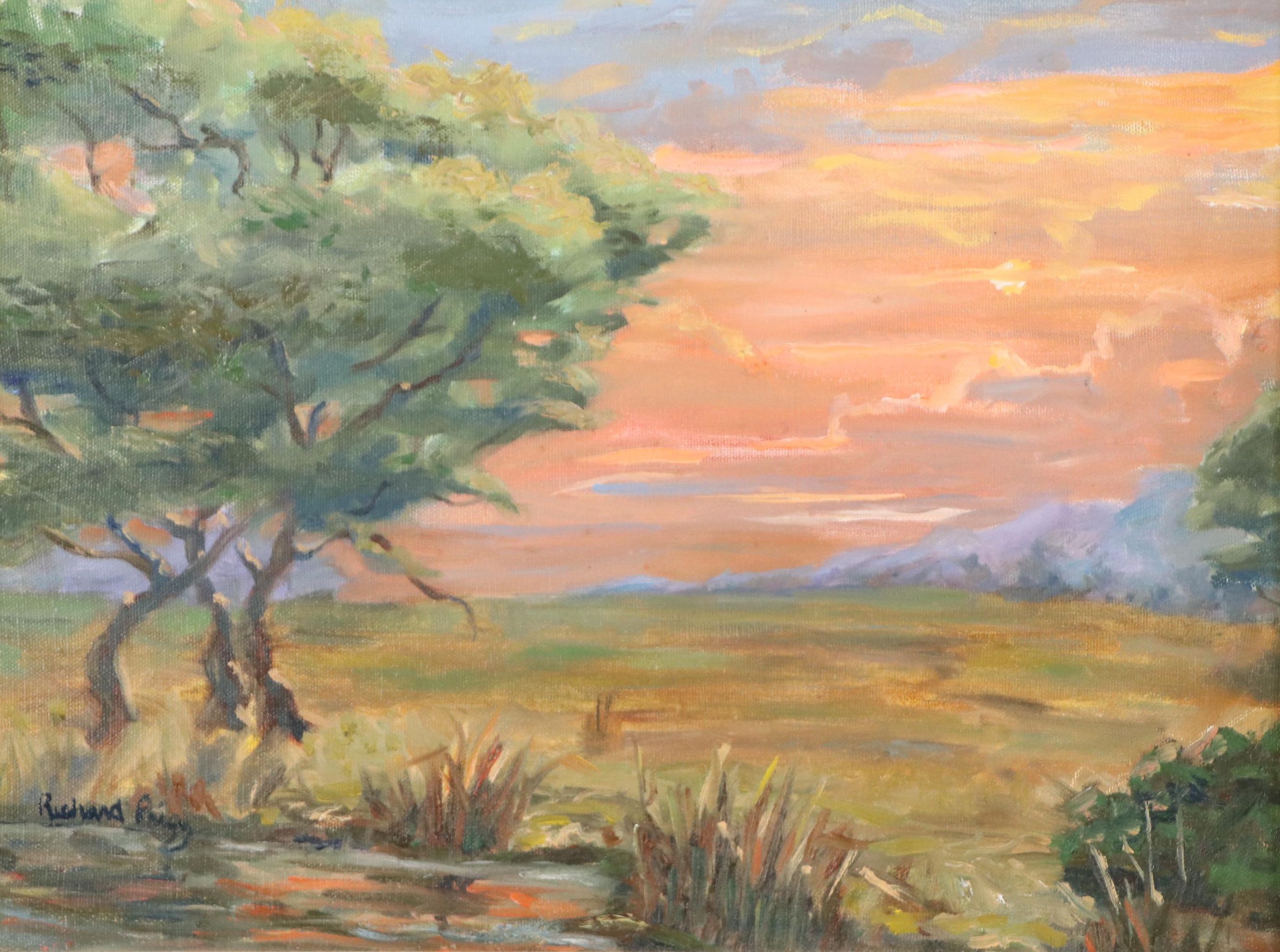 Richard Brigg Oil Painting of Sunset Flatland Landscape