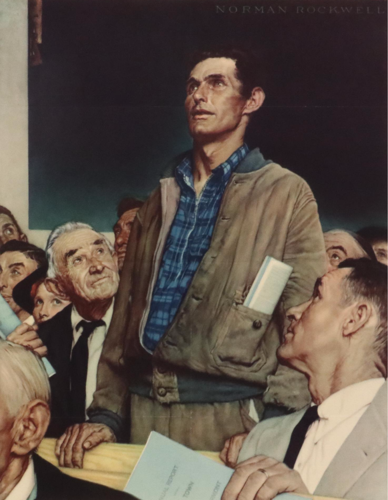 WWII OWI War Bonds Poster After Norman Rockwell "Save Freedom of Speech," 1943