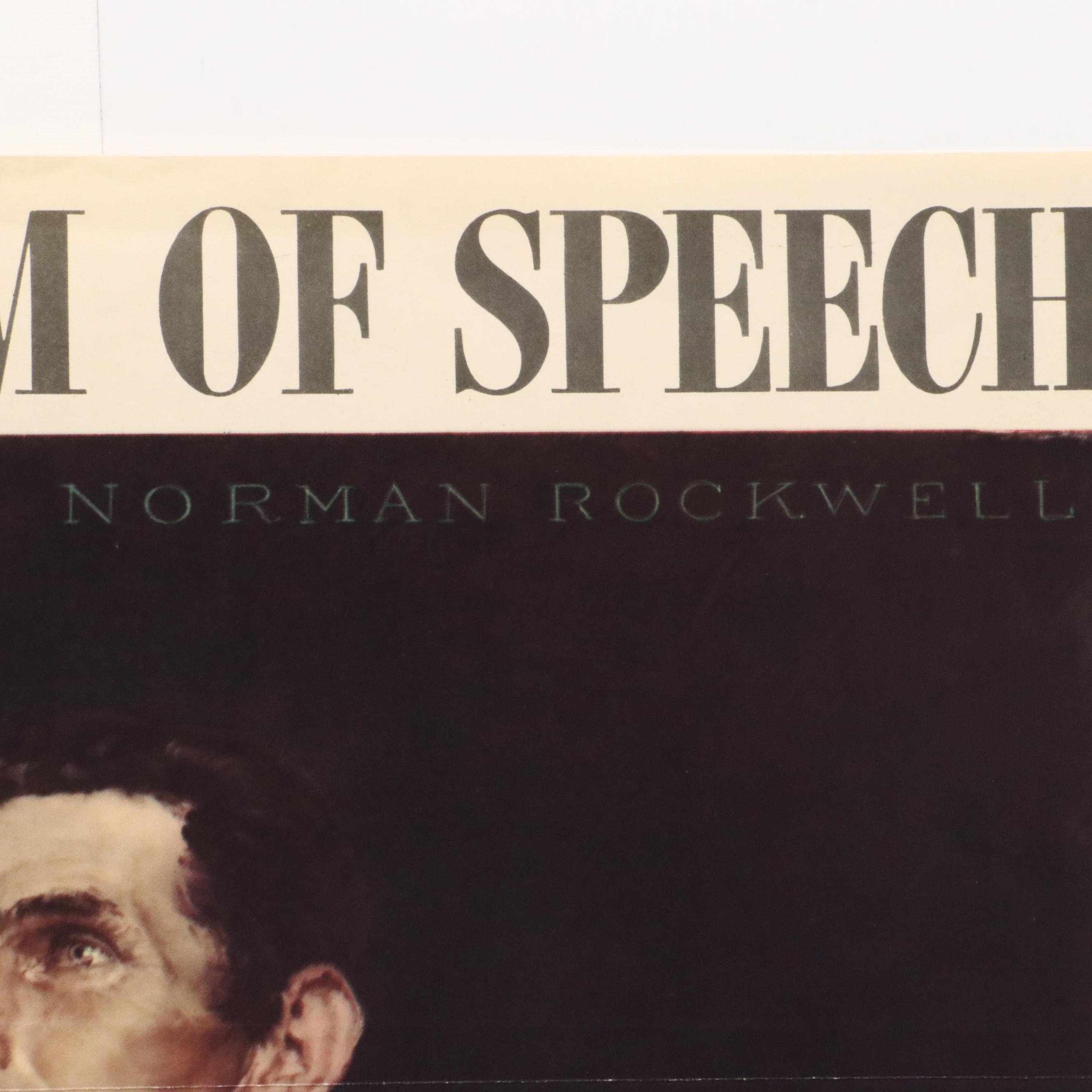 WWII OWI War Bonds Poster After Norman Rockwell "Save Freedom of Speech," 1943