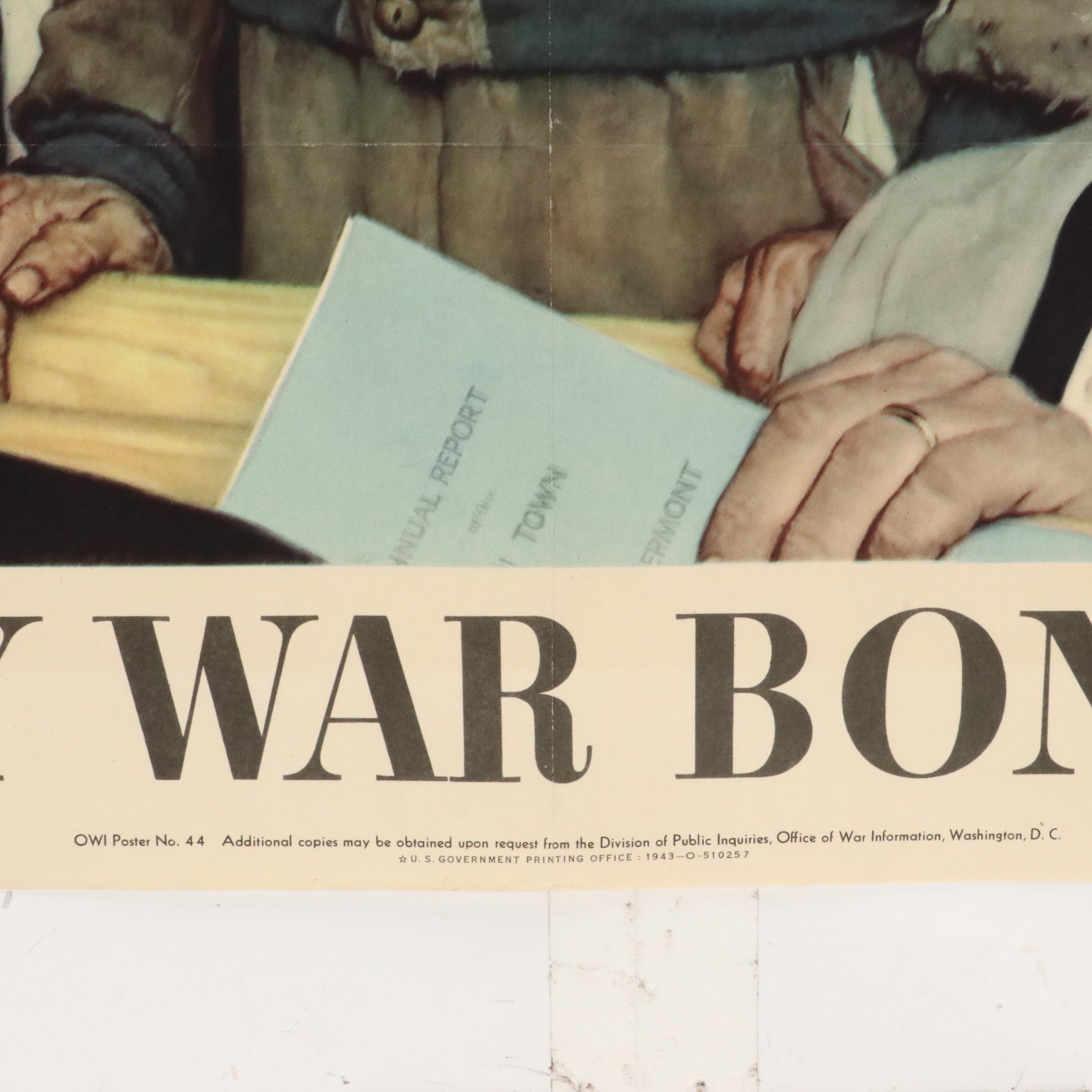 WWII OWI War Bonds Poster After Norman Rockwell "Save Freedom of Speech," 1943