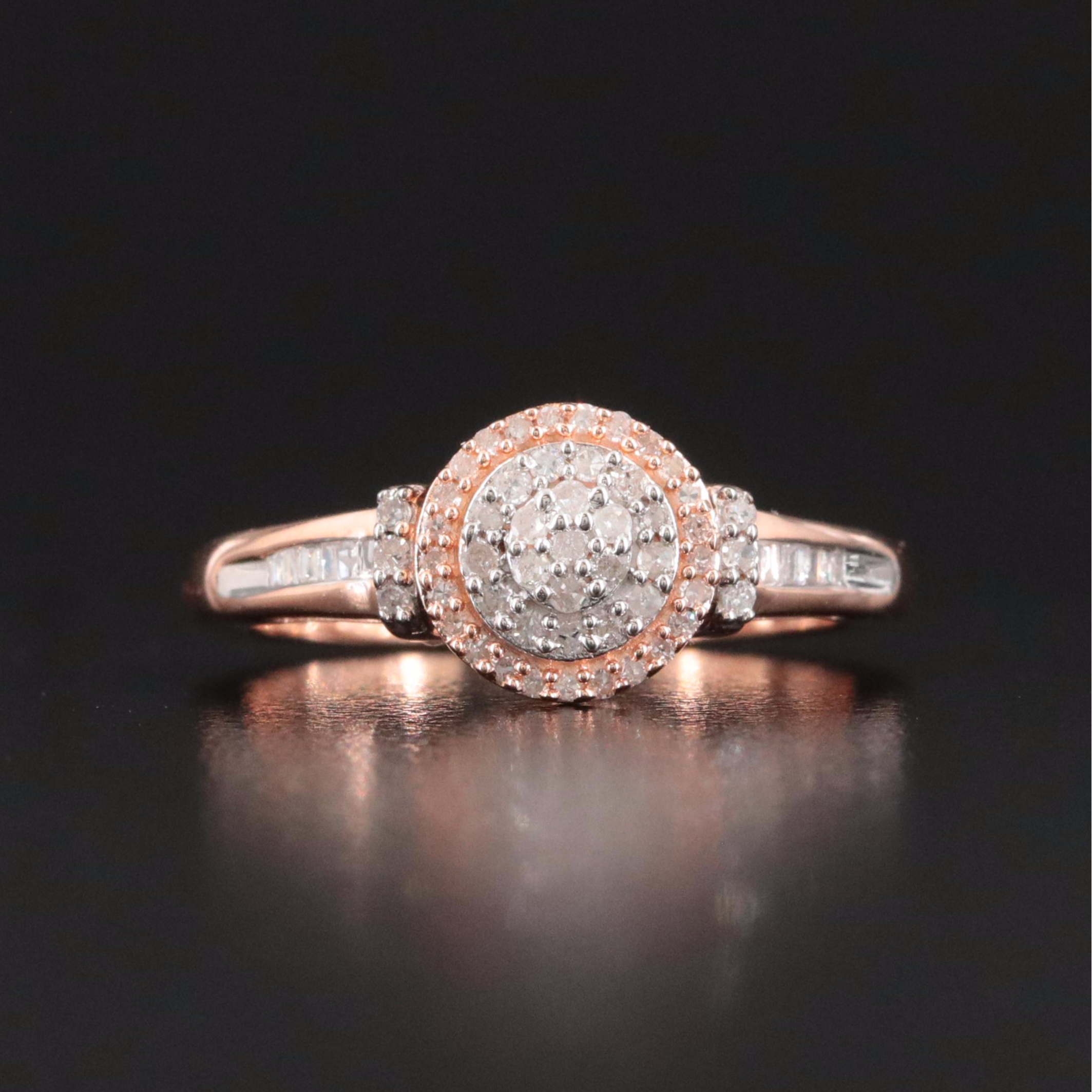 Sterling Rose Tone Diamond Ring