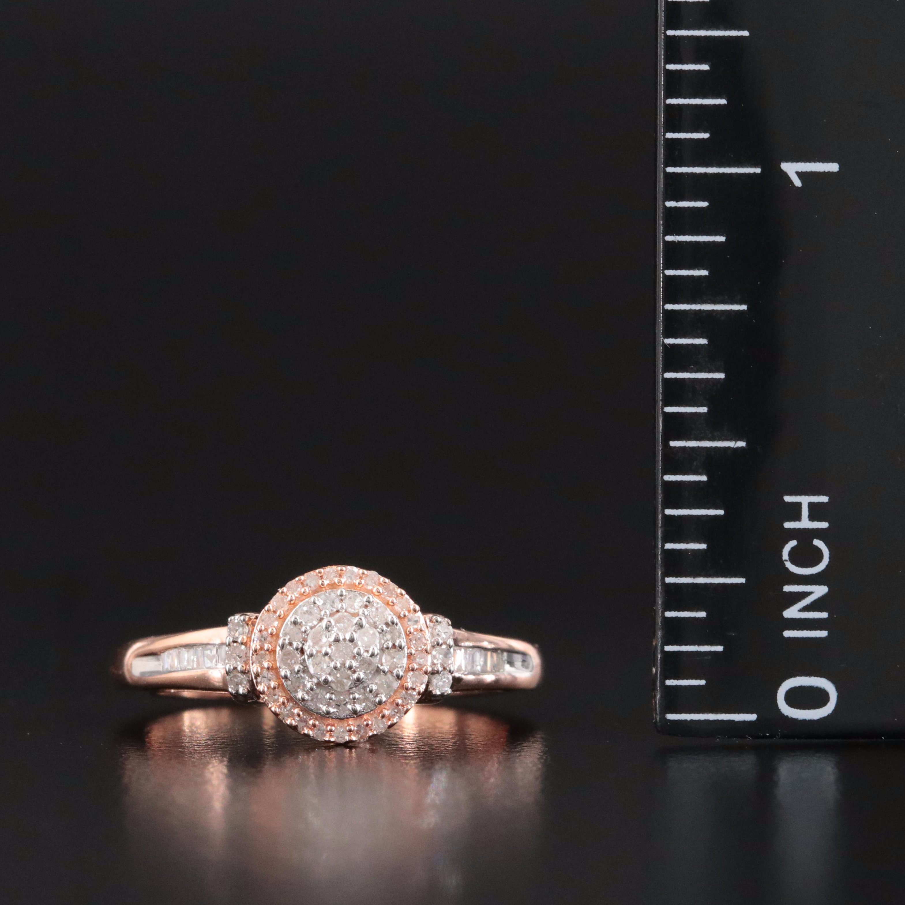 Sterling Rose Tone Diamond Ring