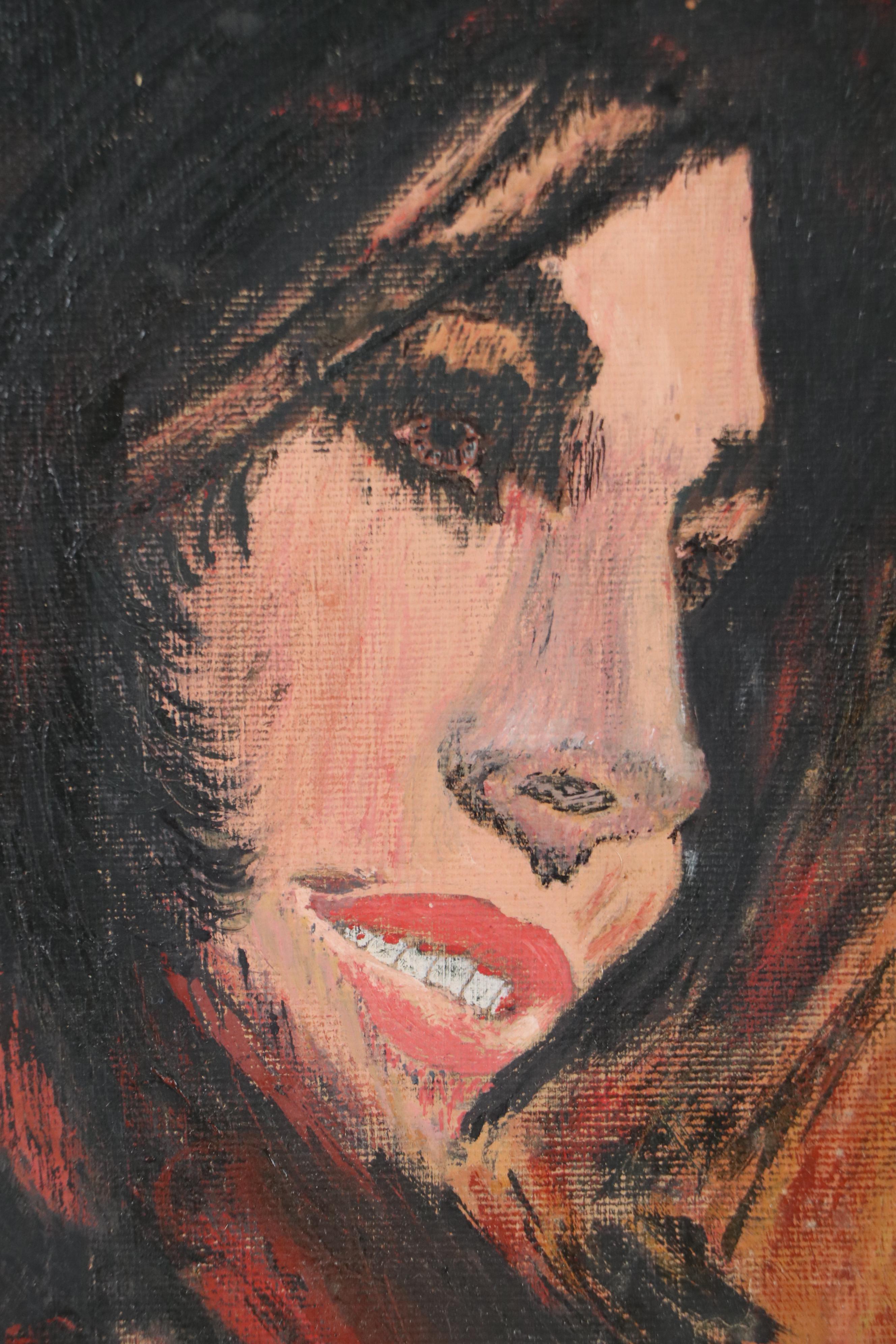 Raymond Arthur Pullon Acrylic Portrait Painting "Gypsy," 1965