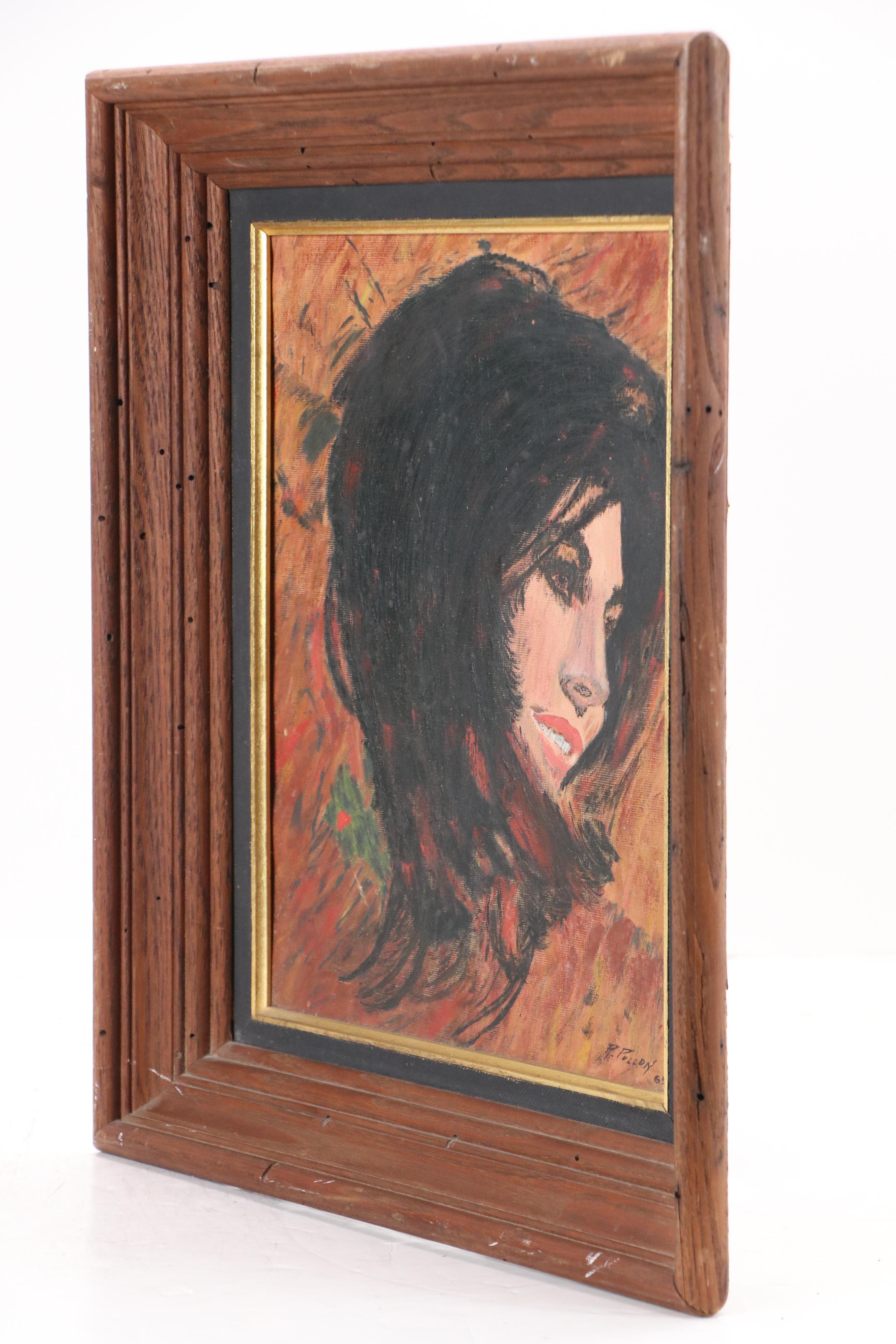 Raymond Arthur Pullon Acrylic Portrait Painting "Gypsy," 1965