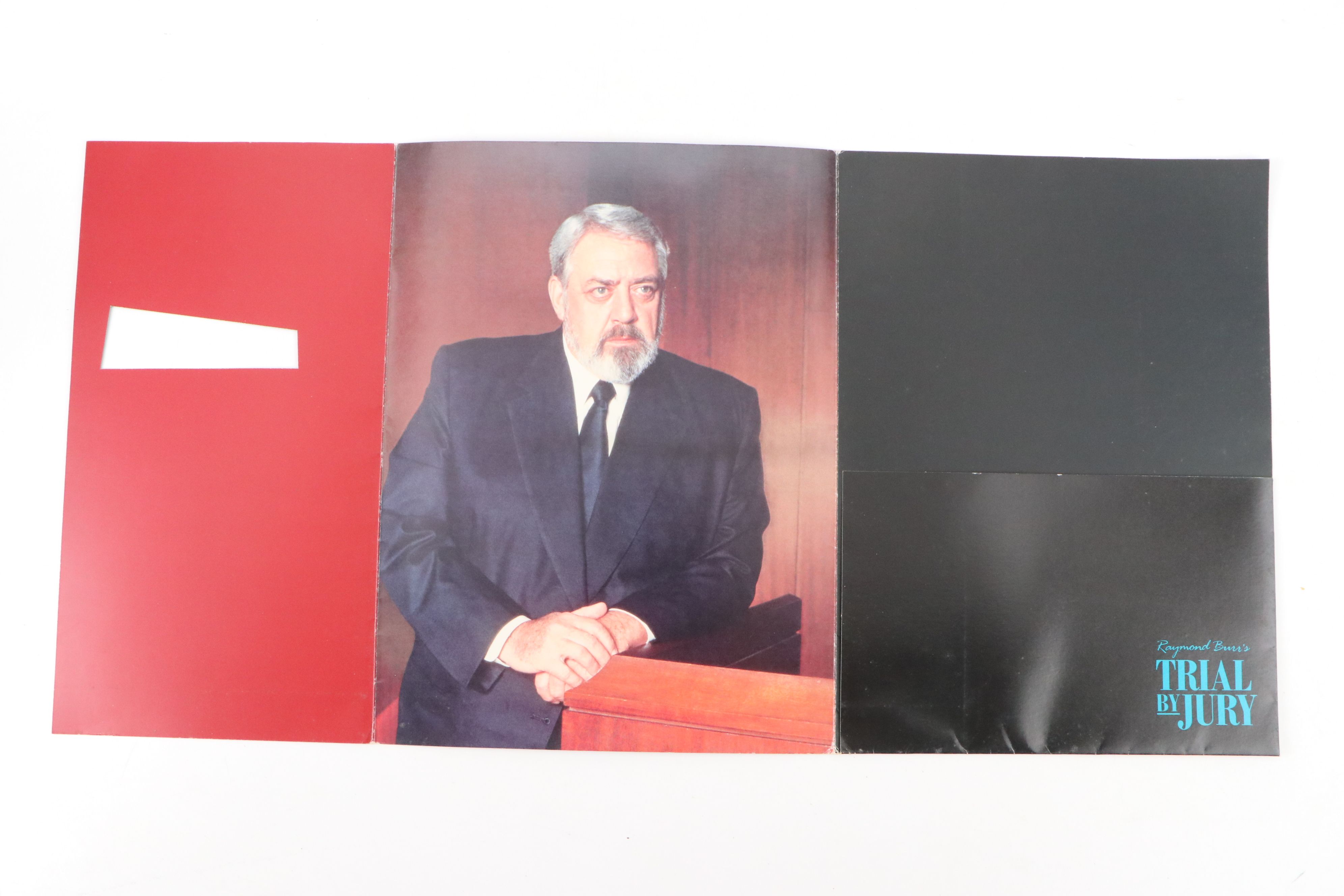 "Trial by Jury" Raymond Burr Folder, "Blue Hawaii" Postcard with VIP Pass