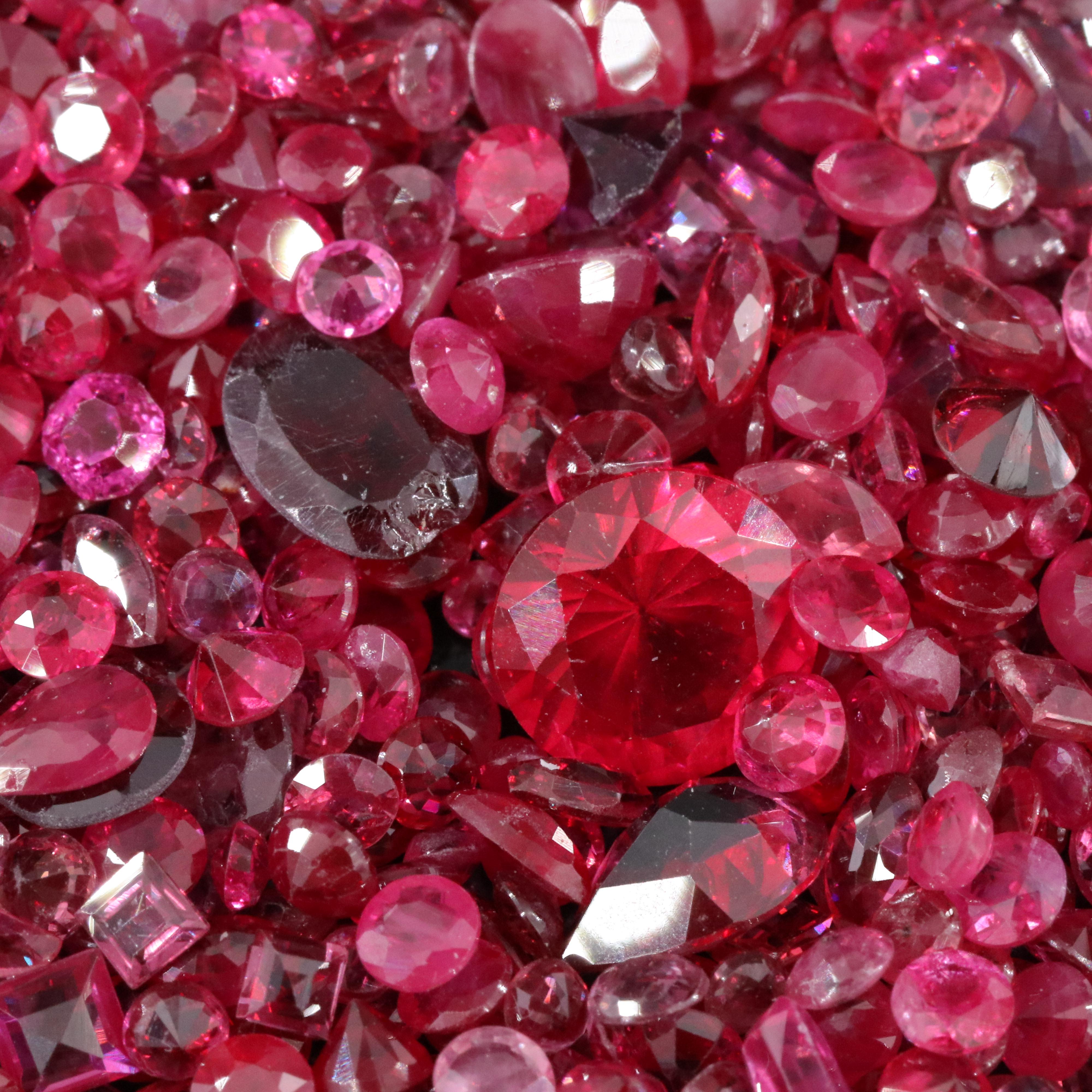 Loose 95.28 CTW Gemstone Lot Including Ruby, Lab Grown Ruby and Garnet