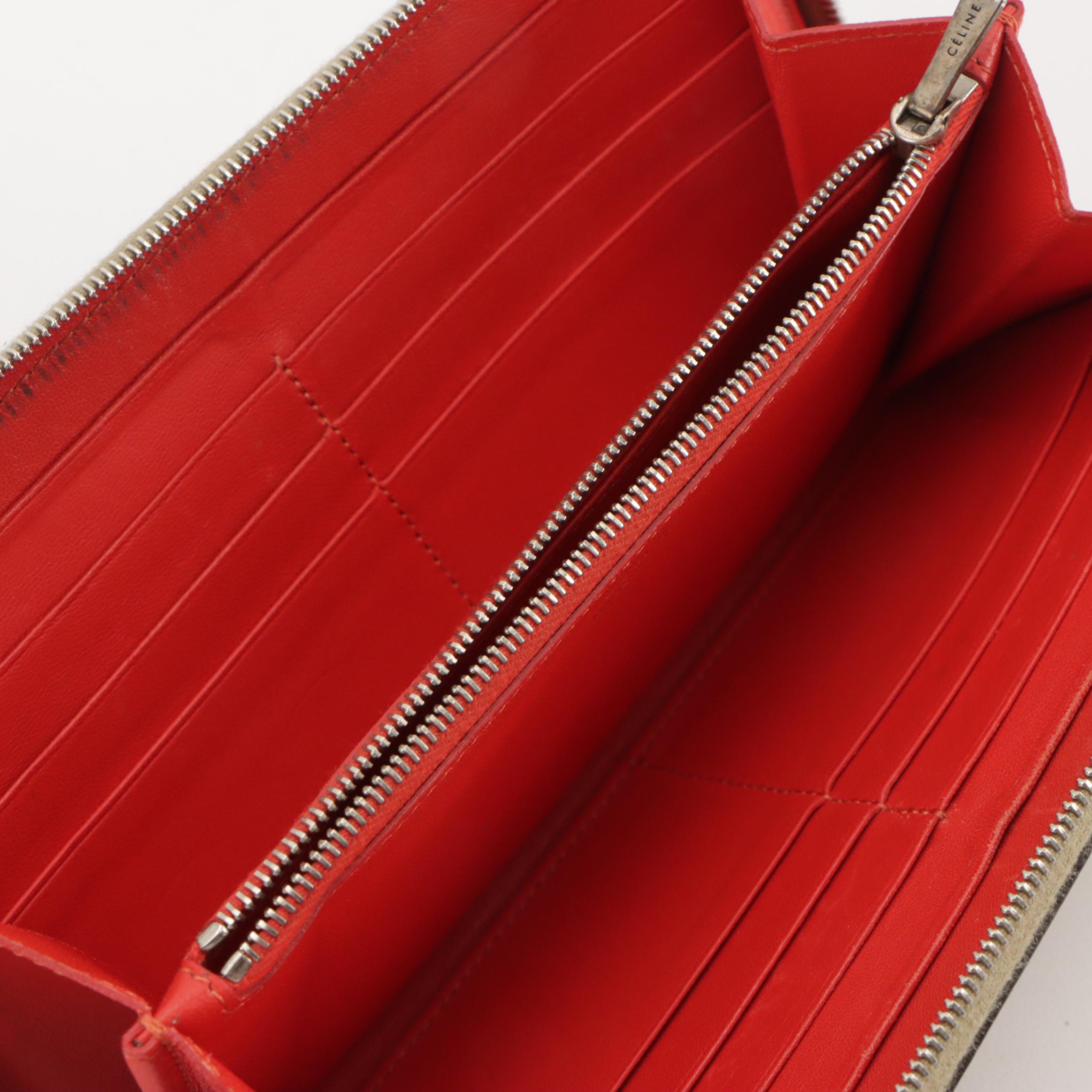 Céline Zip-Around Wallet in Taupe Beige Grained Leather, With Box