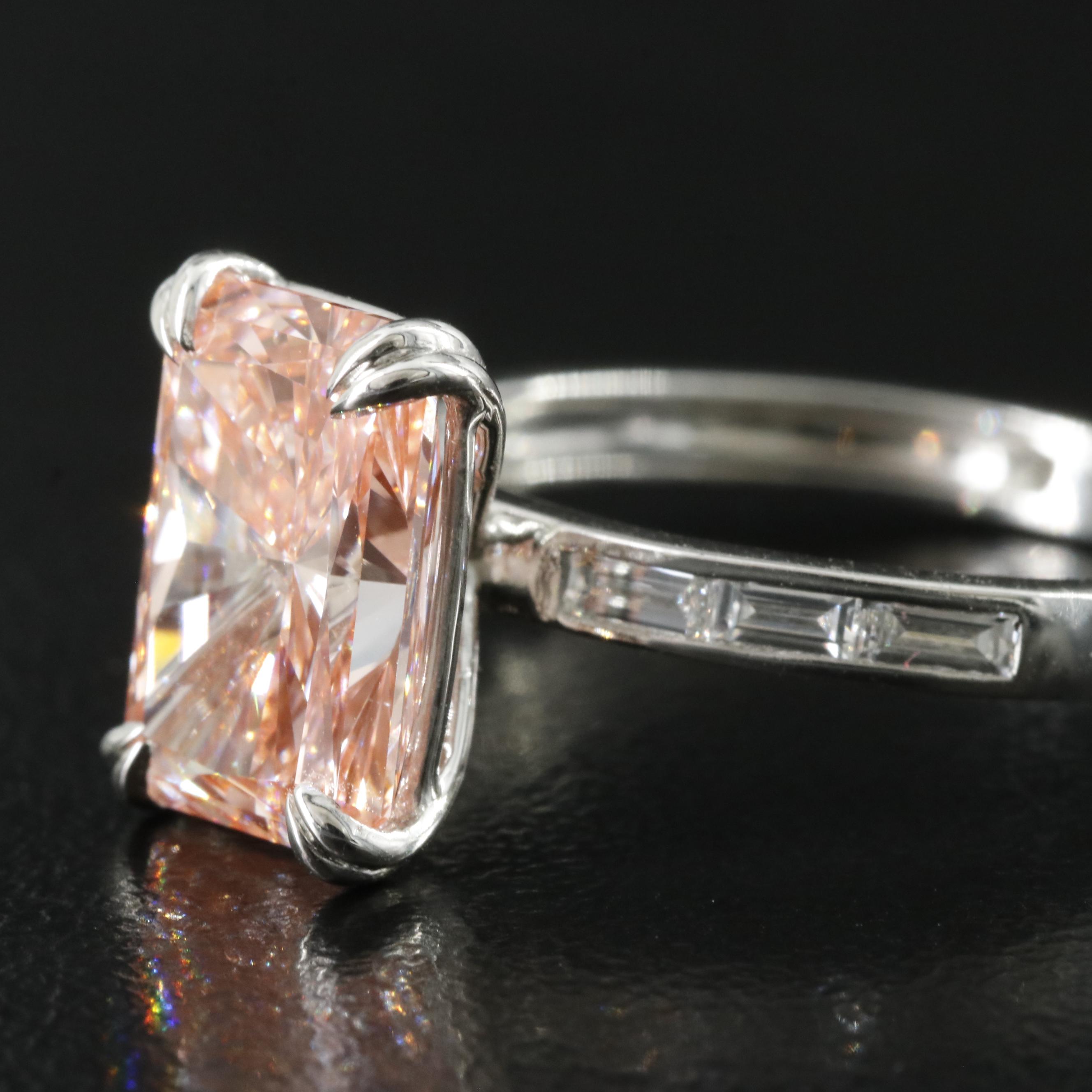 Platinum 3.40 CTW Lab Grown Diamond Ring with IGI Report and Fancy Center